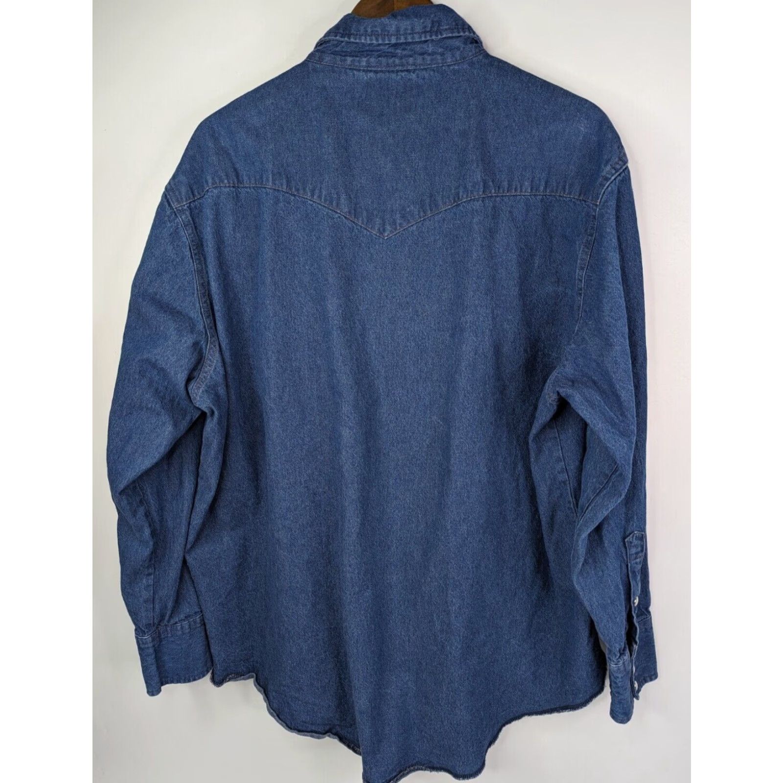 Wrangler Wrangler Blue Denim Pearl Snap L/S Western Shirt Men's 2XL Cowgirl Rodeo Size US XXL / EU 58 / 5 - 4 Thumbnail