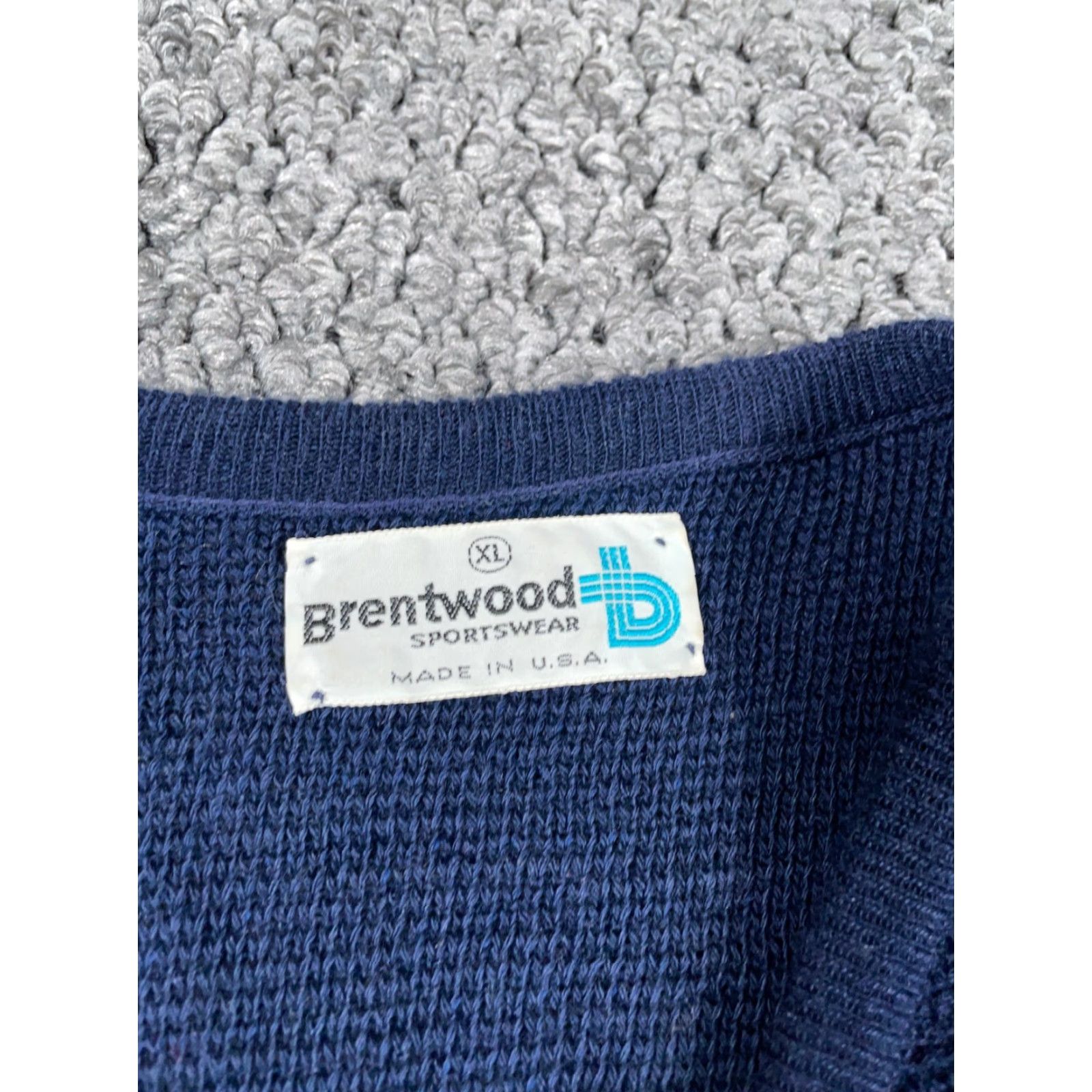 Vintage VINTAGE Brentwood Sportswear V-Neck Sweater Men L Dark Blue 80s Classic Retro Pullover Size US L / EU 52-54 / 3 - 3 Thumbnail
