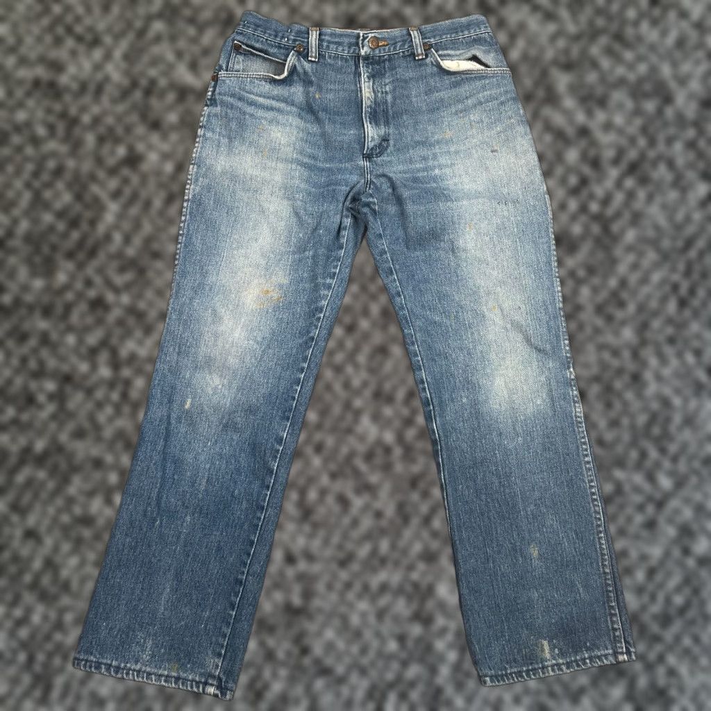 Wrangler VINTAGE Wrangler Jeans Men 31x28 Blue Straight Leg Distressed 80s Cowboy Denim Size US 31 - 1 Thumbnail