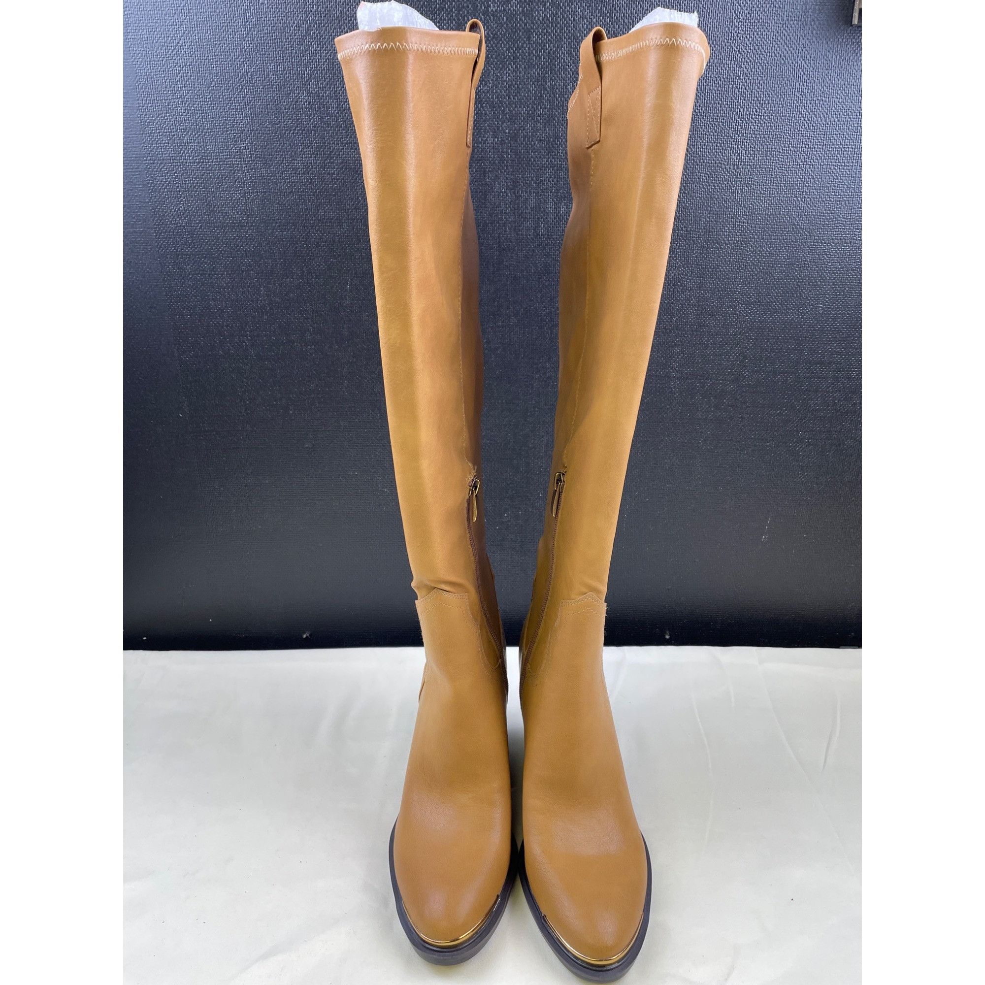 Franco Sarto Franco Sarto Women's Camel Stretch Tall Boots/Shoes Heels 4" Size US 9 / IT 39 - 2 Thumbnail