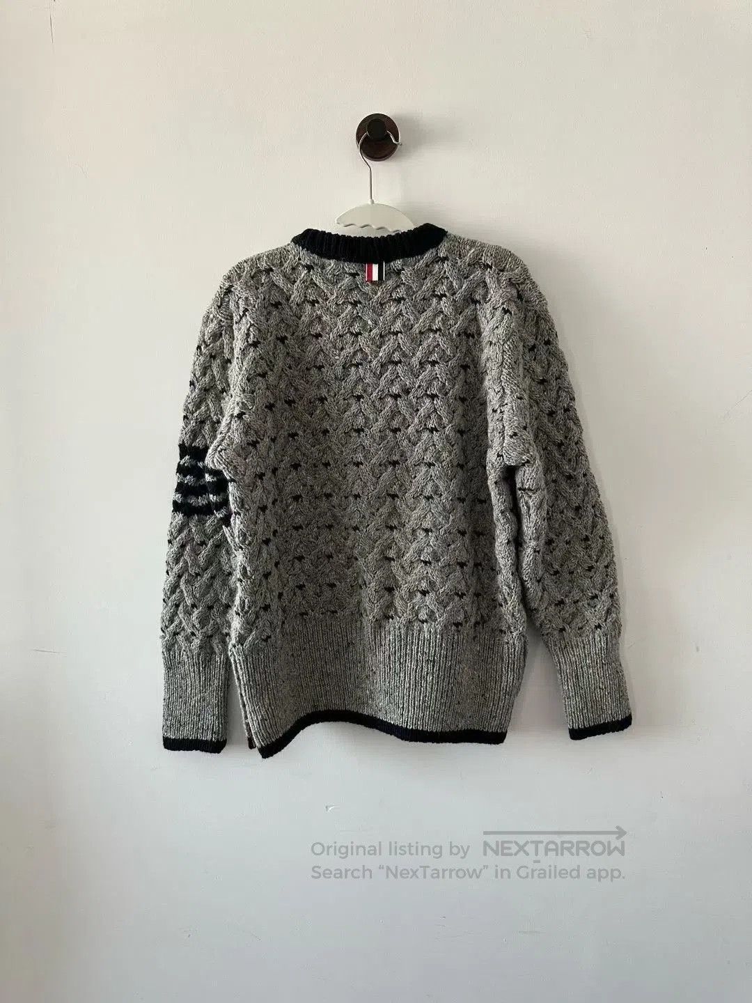 Thom Browne Thom Browne Gray Woven Wool Sweater. Size US XL / EU 56 / 4 - 2 Thumbnail