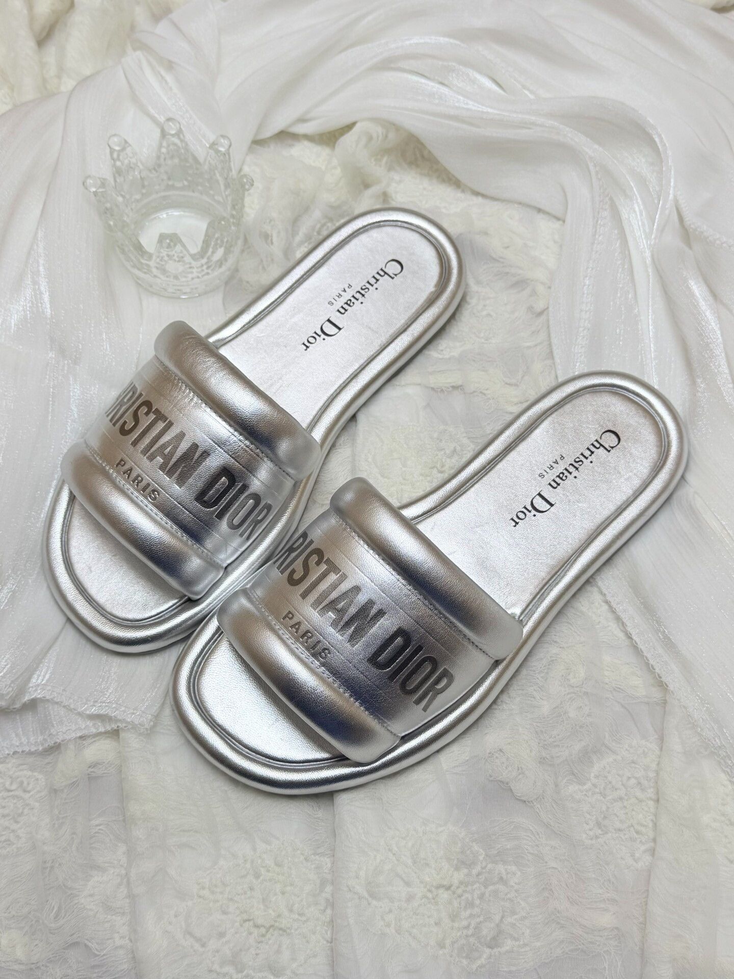 Dior Dior Leather Silver Sandals us_5-5 Women Size US 5.5 / IT 35.5 - 1 Thumbnail