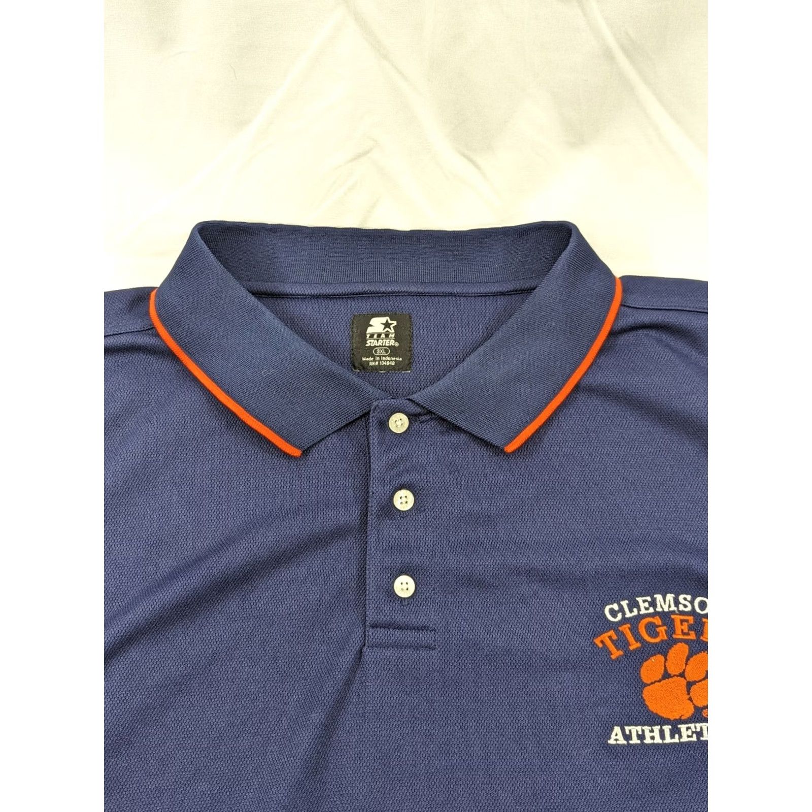 Starter VINTAGE Clemson Tigers Starter Polo 3XL Mens Blue Orange Short Sleeve Logo Tee Size US XXL / EU 58 / 5 - 4 Thumbnail