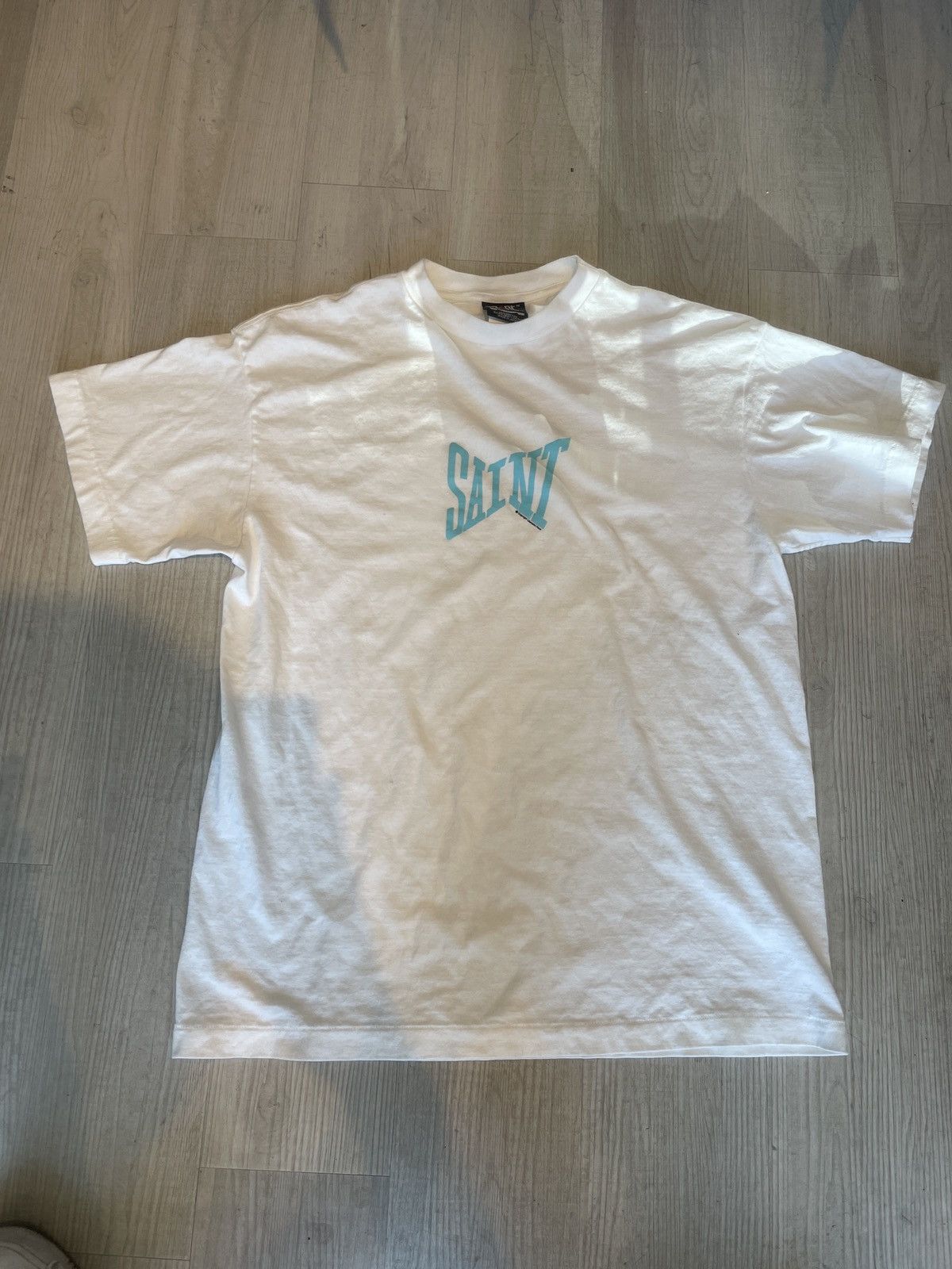 Saint Michael Saint Michael Ribon Saint T-shirt White/Blue | Grailed
