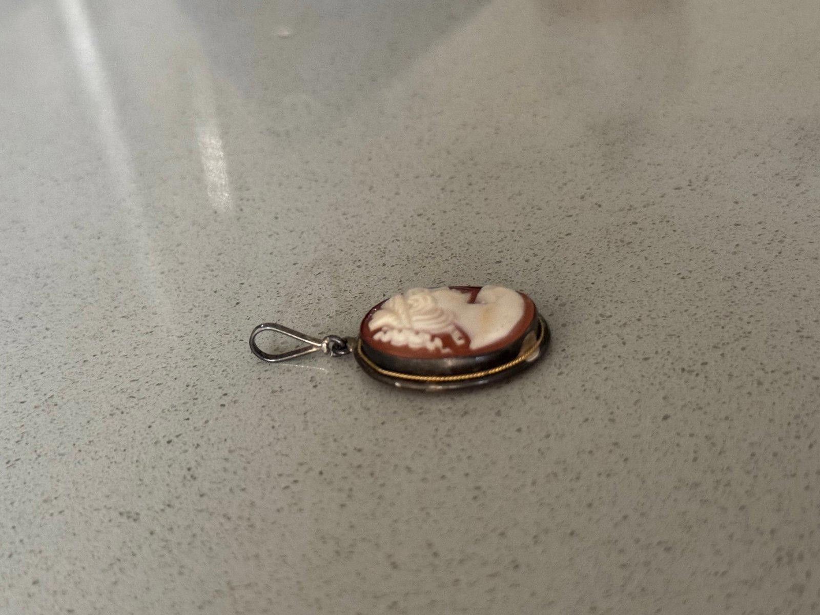 Designer Vintage SilverHAND CARVED CAMEO Pendant Size ONE SIZE - 2 Thumbnail