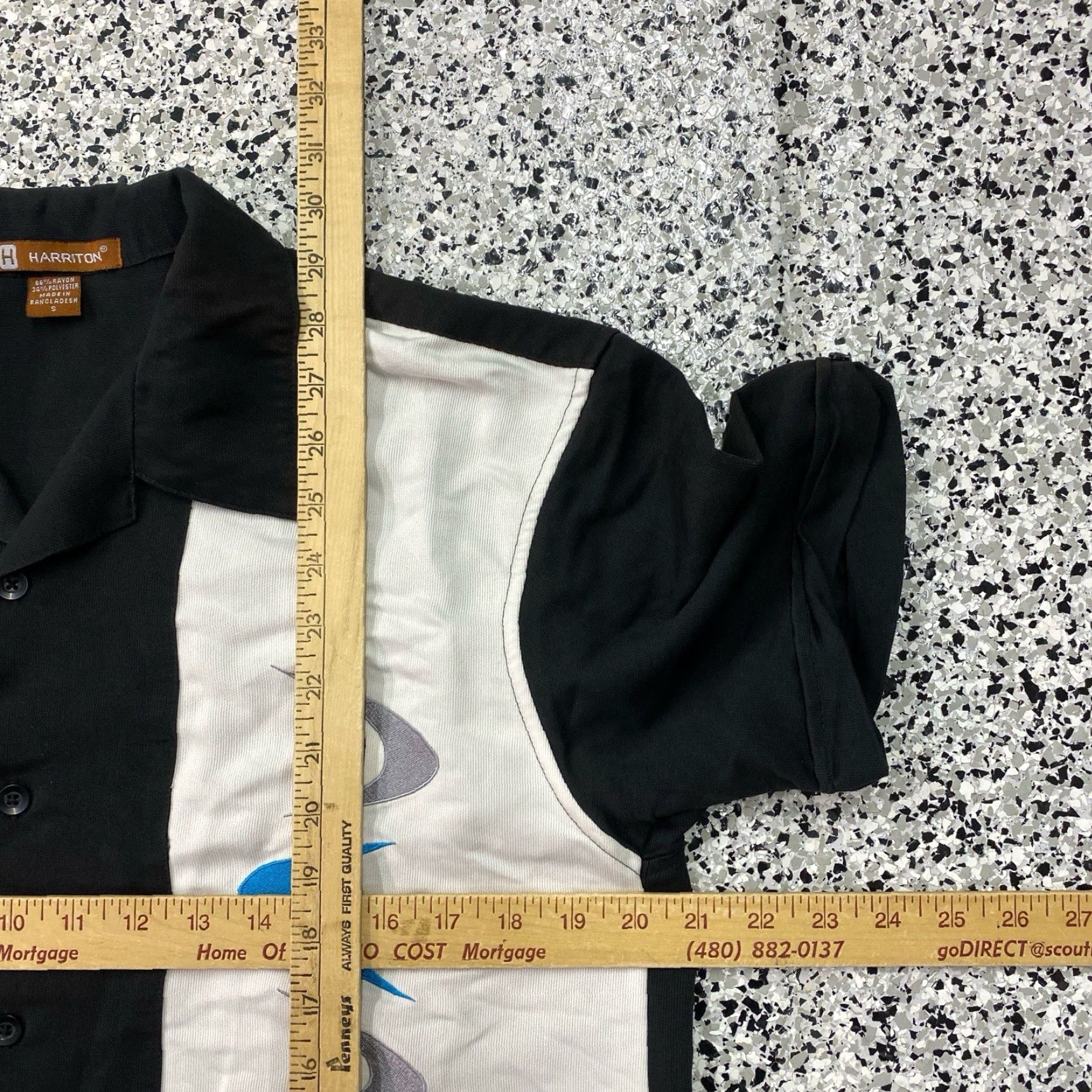 Vintage VINTAGE Harriton Shirt Mens Small Bowling Shirt Mid Mod Black Faded Size US S / EU 44-46 / 1 - 3 Thumbnail