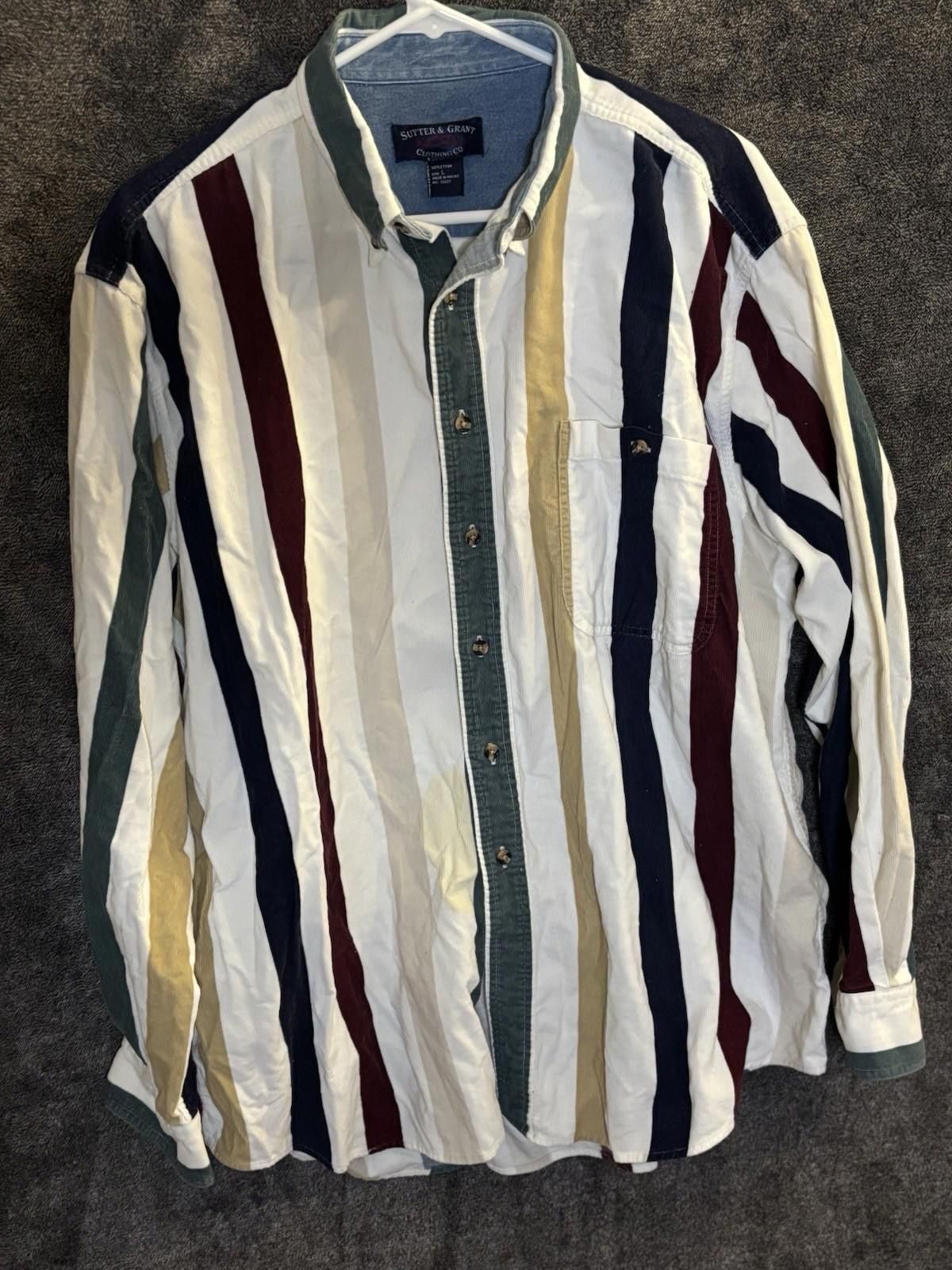 Other Vintage Sutter & Grant L Corduroy Striped Button Down Shirt Size US L / EU 52-54 / 3 - 1 Thumbnail