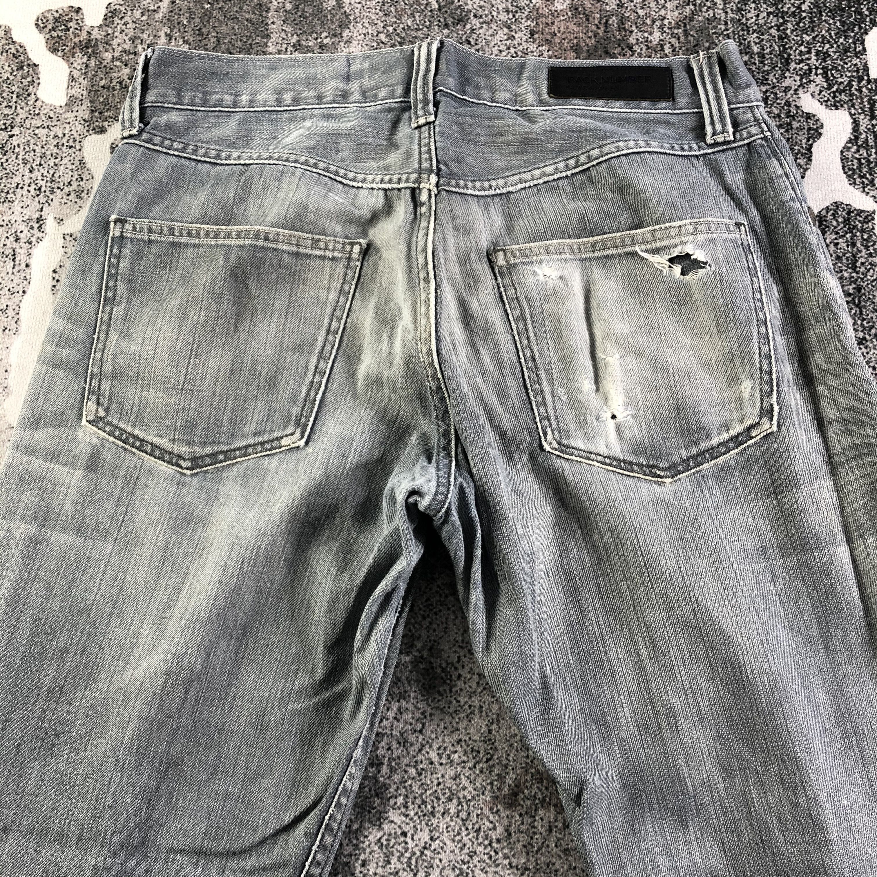 Japanese Brand Distress Back Number Jeans Faded Blue Denim KJ2374 Size US 30 / EU 46 - 4 Thumbnail