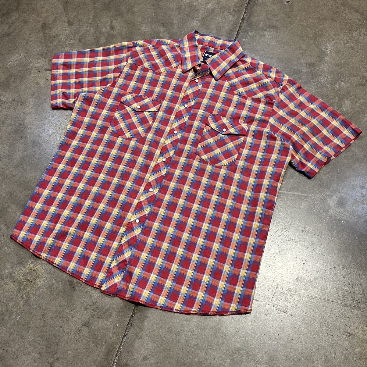 Wrangler Vintage Wrangler Pearl Snap Shirt Short Sleeve Plaid Western Size US XL / EU 56 / 4 - 2 Thumbnail