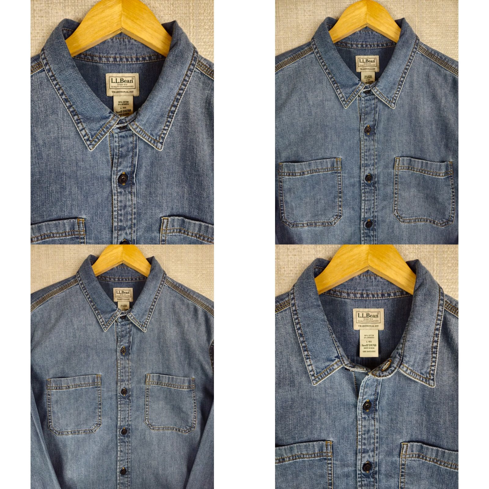 Vintage .L. Bean Denim Work Shirt Large Blue Size US L / EU 52-54 / 3 - 9 Thumbnail