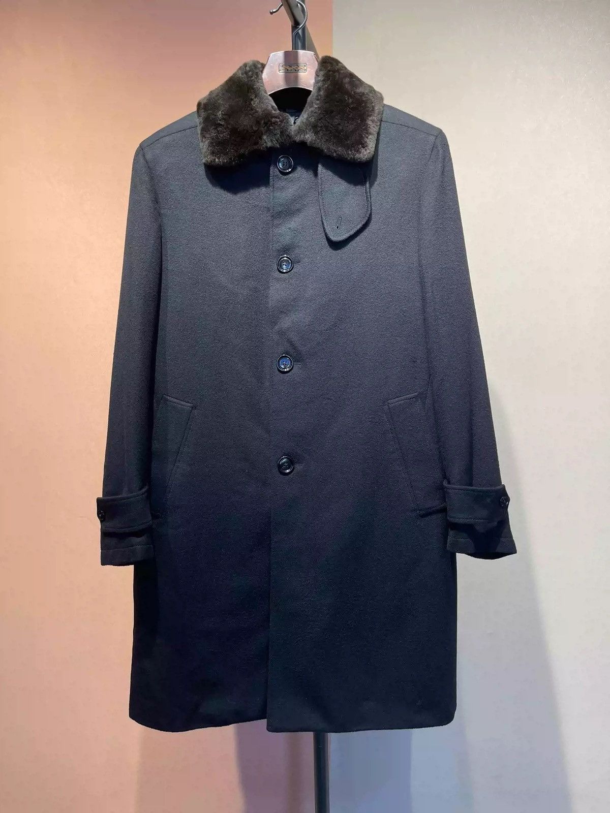 image of Ermenegildo Zegna Su Misura Mtm Exclusive Cashmere Fur Coat in Navy, Men's (Size Large)
