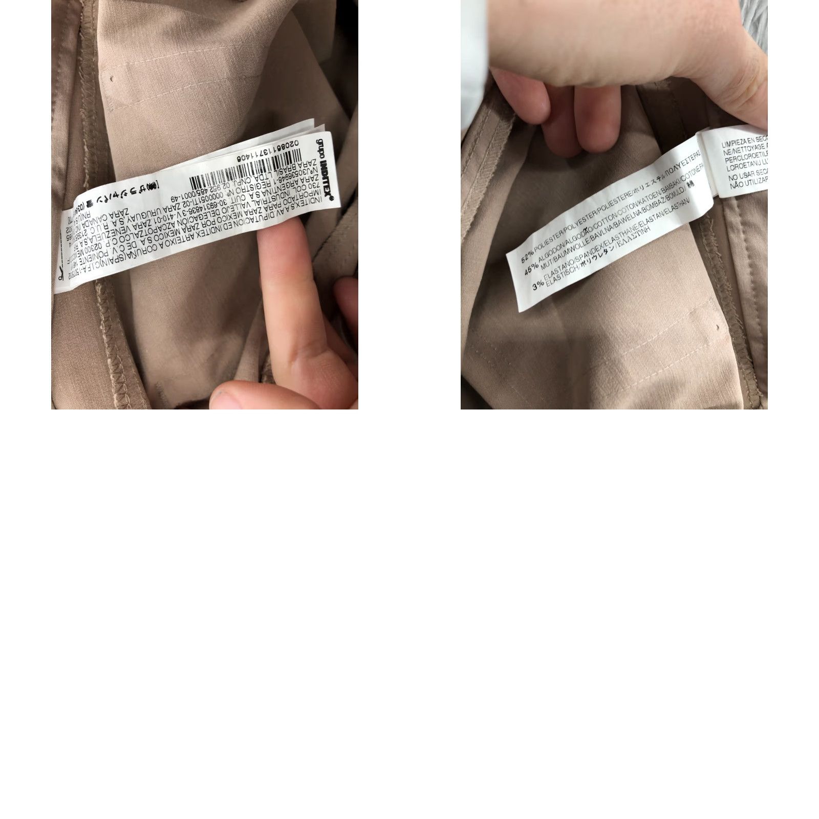 Zara Zara Basic Pants Womens Regular 8 Beige Polyester Straight Front, Mid Rise, Classic Dress Pants Size 30" / US 8 / IT 44 - 9 Thumbnail