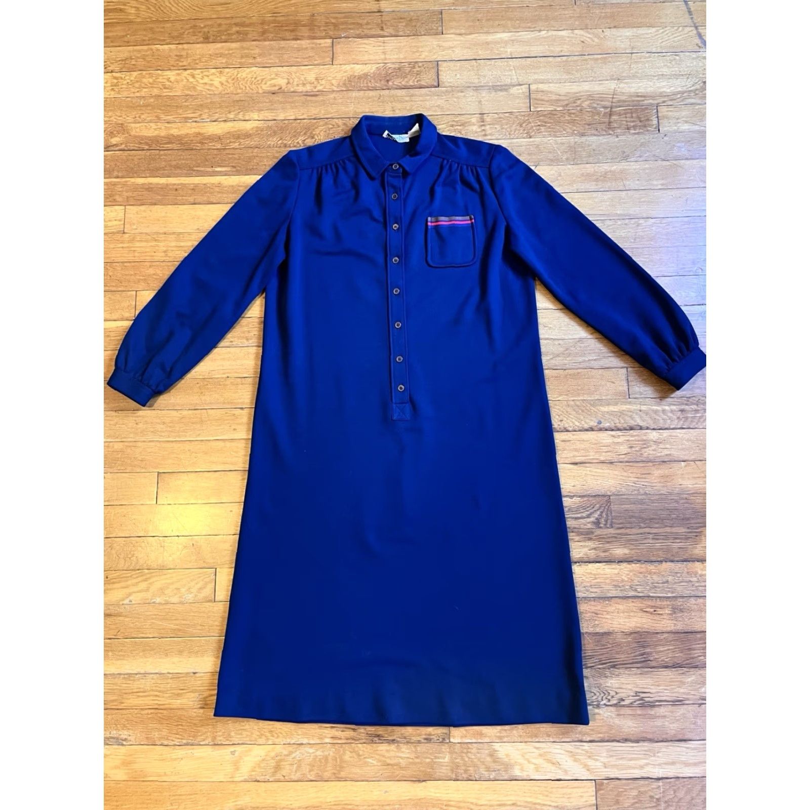 Vintage VINTAGE Schrader Sport New York Shirt Dress Women’s 14 Blue 70s Bohemian Retro Classic Knit Size XL / US 12-14 / IT 48-50 - 2 Thumbnail