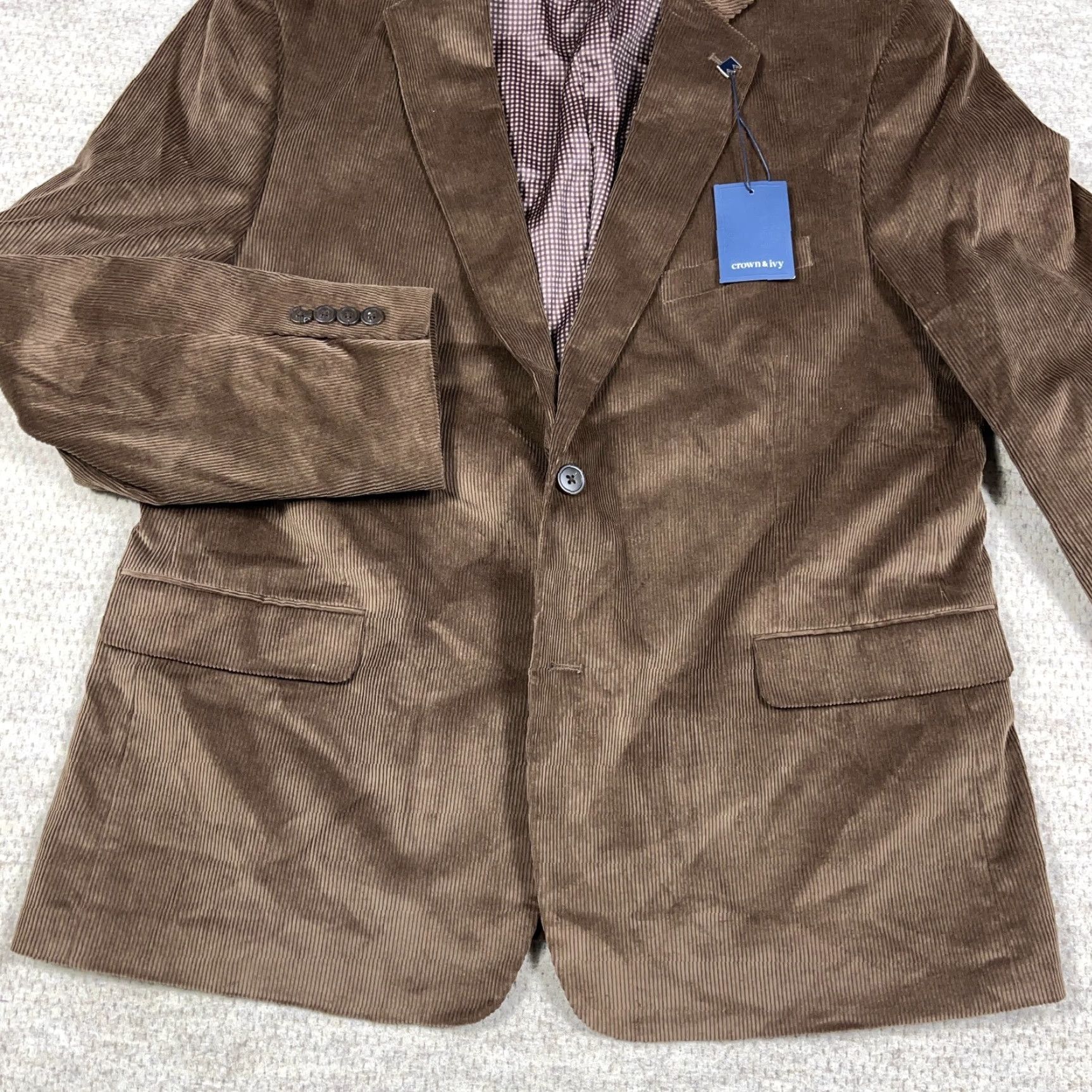 Brooks Brothers Brooks Brothers Crown & Ivy Sport Coat Blazer Men 46 R Brown Corduroy Jacket Blazer NEW Size 46R - 6 Thumbnail