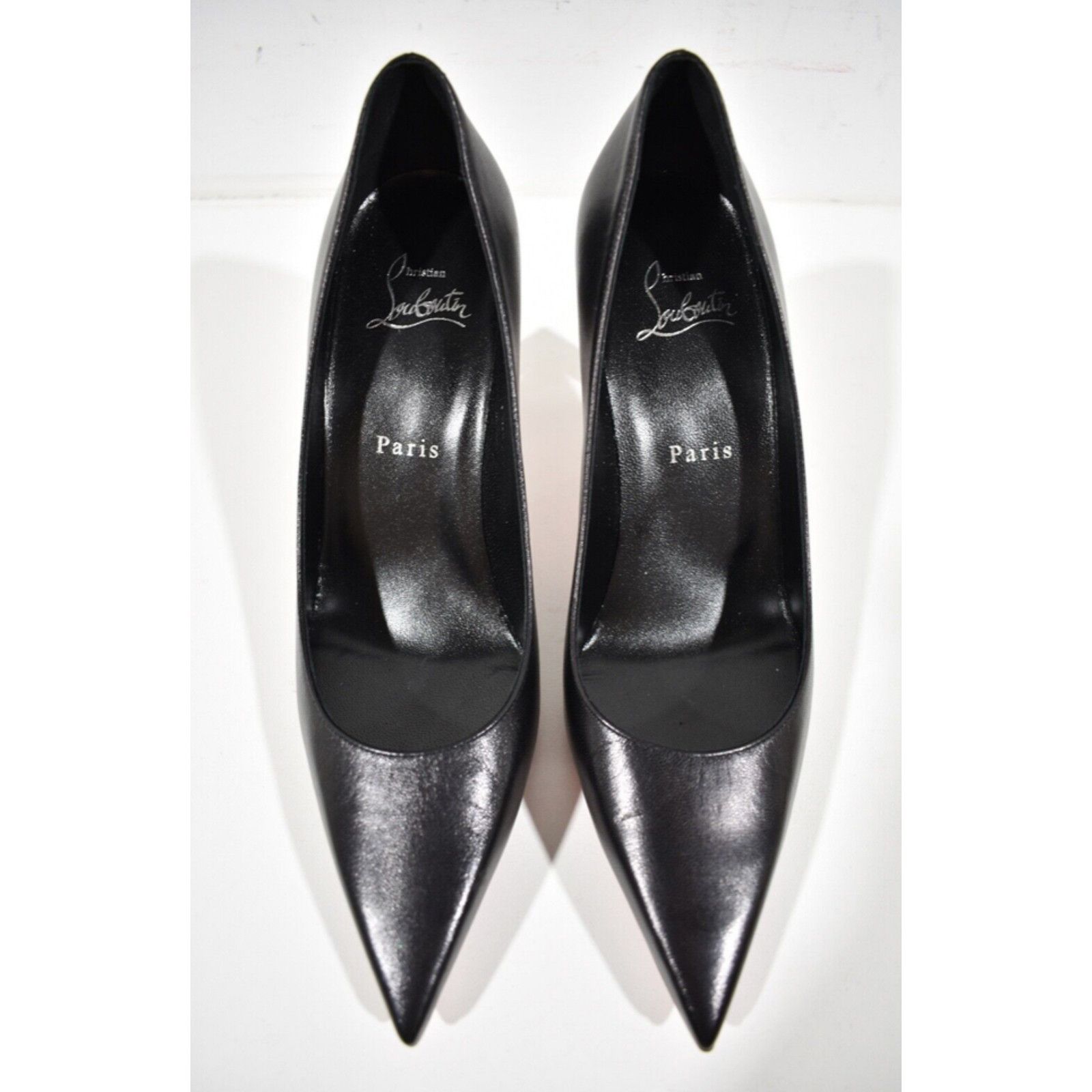 Christian Louboutin Condora 85 Black Kid Leather Pointed Toe Lower Heel Pump 35 Size US 5 / IT 35 - 7 Thumbnail