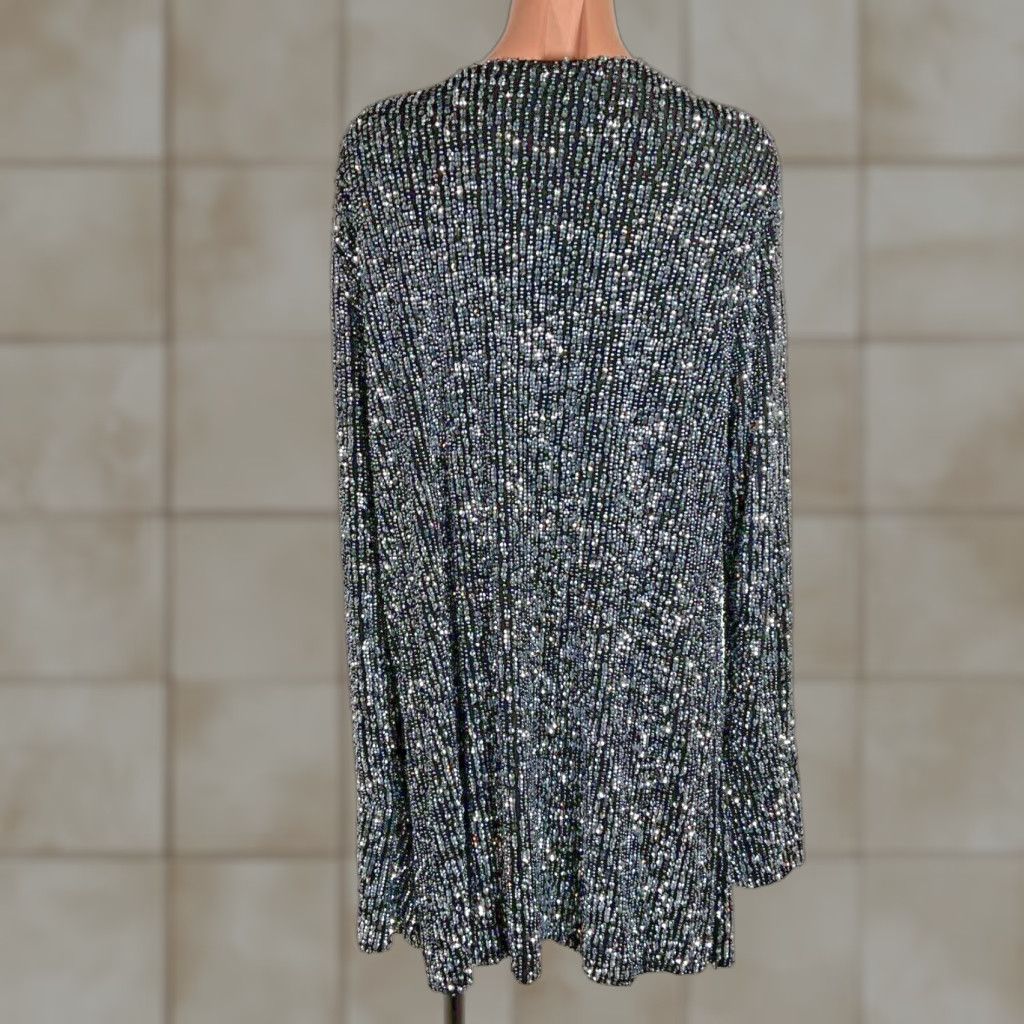 Free People Jacket Duster Oversized Sequin Black L NWT NEW Women's Shelf Bell Sleeve Vintage No (adjusted to include main points)