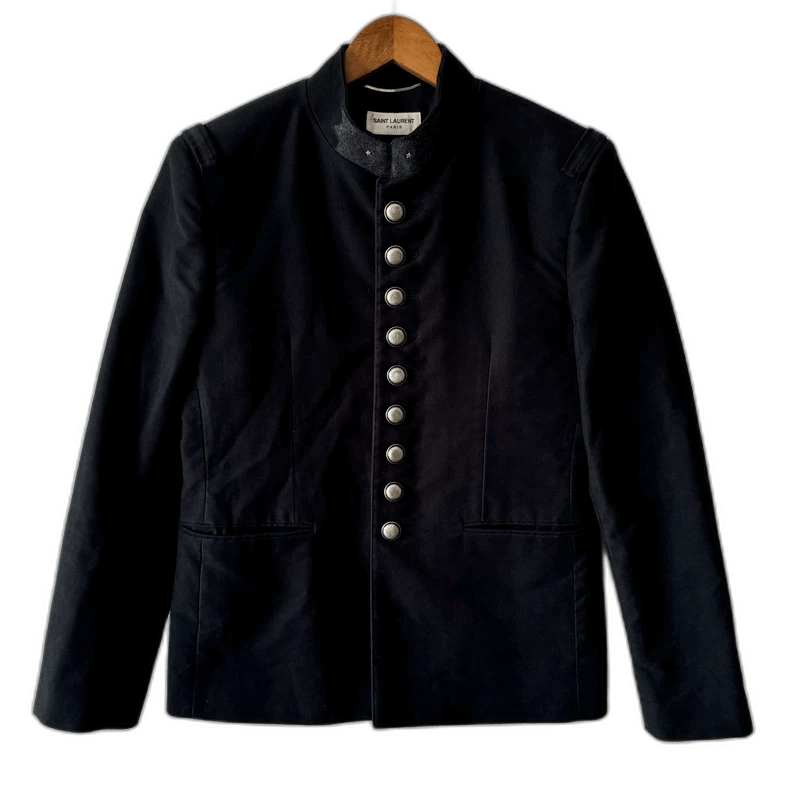 Yves Saint Laurent Saint Laurent Black Courtyard Jacket with Silver Buttons Size US L / EU 52-54 / 3 - 1 Thumbnail