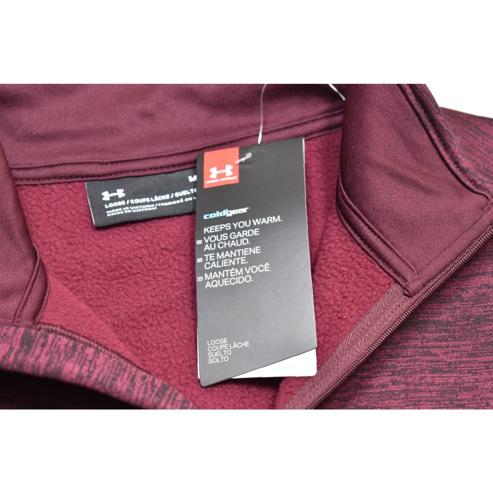 Under Armour Under Armour Sweatshirt Pullover Mens M Burgundy Heather Mock Neck Quarter Zip Fleece Logo Sweater Size US M / EU 48-50 / 2 - 5 Thumbnail