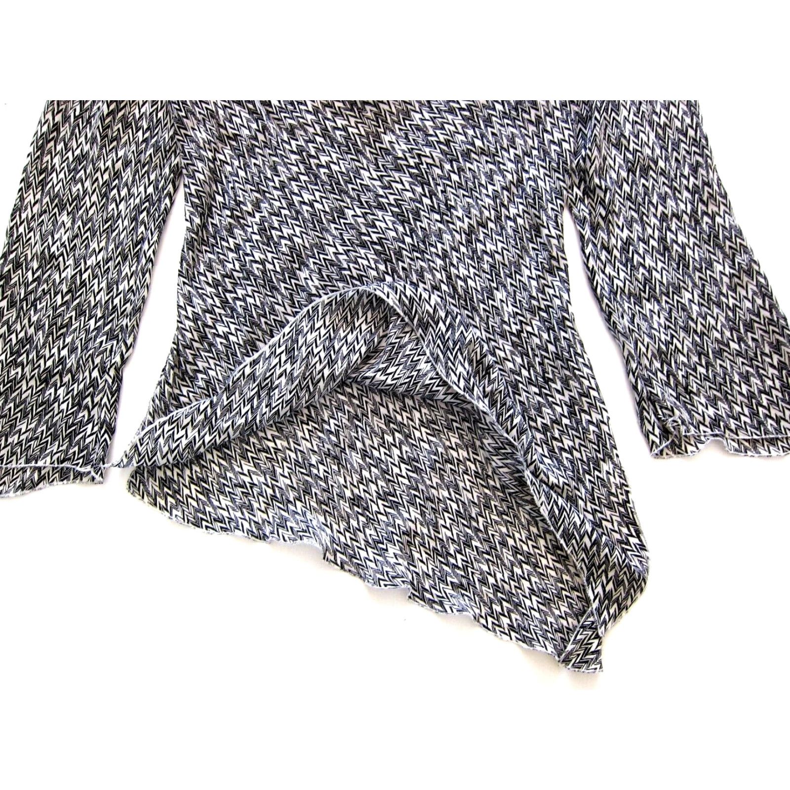 Vintage Style & Co. Silk Black White Long Sleeve Blouse 10 Shirt Women Slouch Neck Asymmetrical Sleeve Geometric Pattern 10 Size L / US 10 / IT 46 - 6 Thumbnail