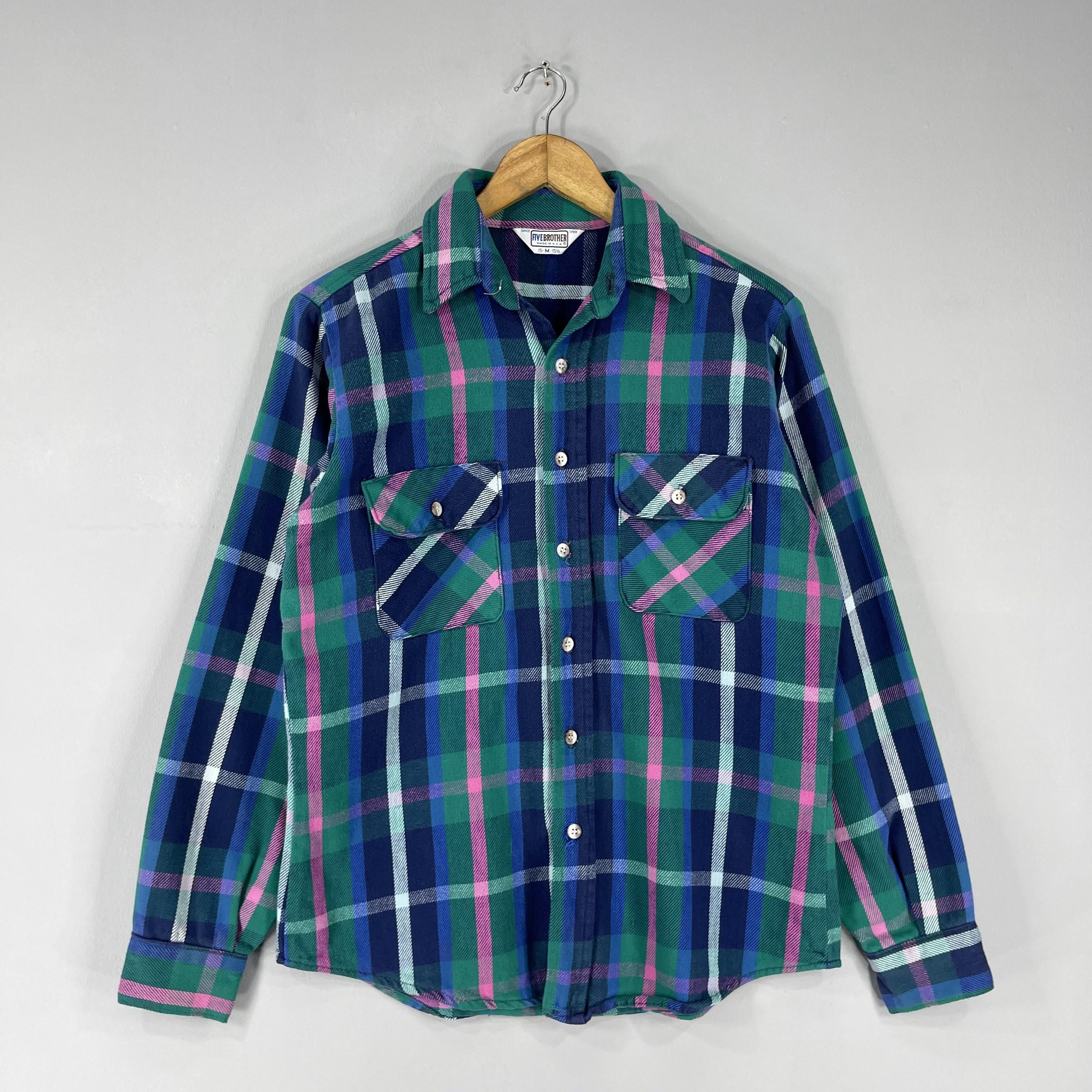 Flannel Vintage FIVE BROTHERS Checkered Double Pocket Flannel Size M / US 6-8 / IT 42-44 - 3 Thumbnail