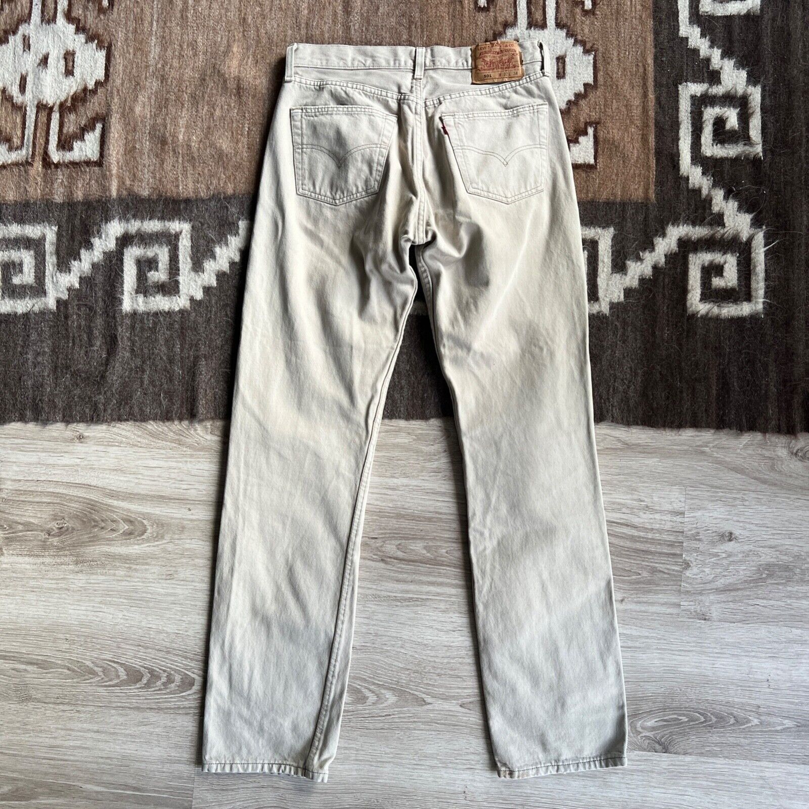 Jean Levi's 501 USA Made Vintage Beige Denim Jeans 8896AC Size US 31 - 3 Thumbnail