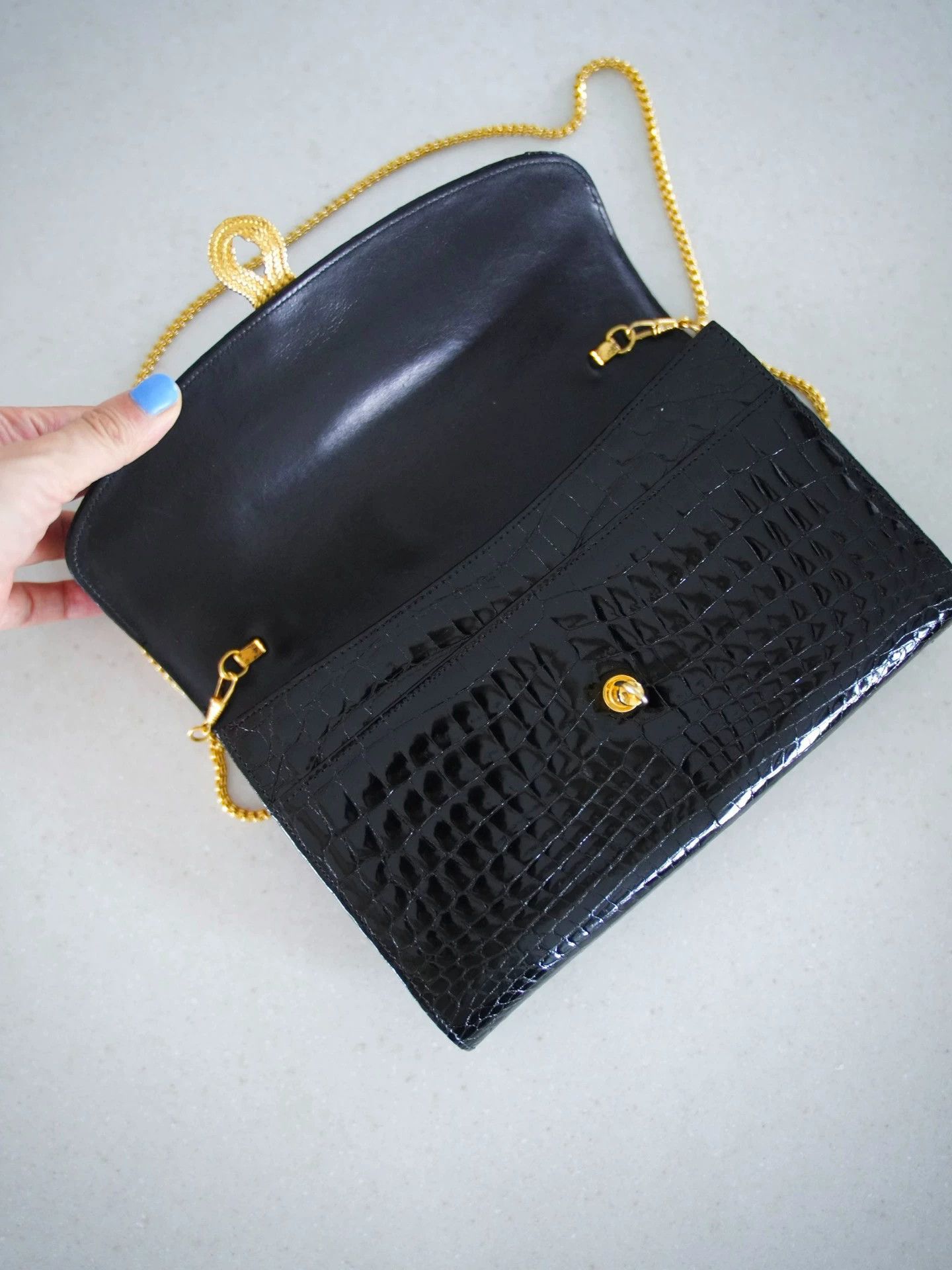 Other Morabito Vintage Gold & Black Croc 2way Handbag Size ONE SIZE - 8 Thumbnail