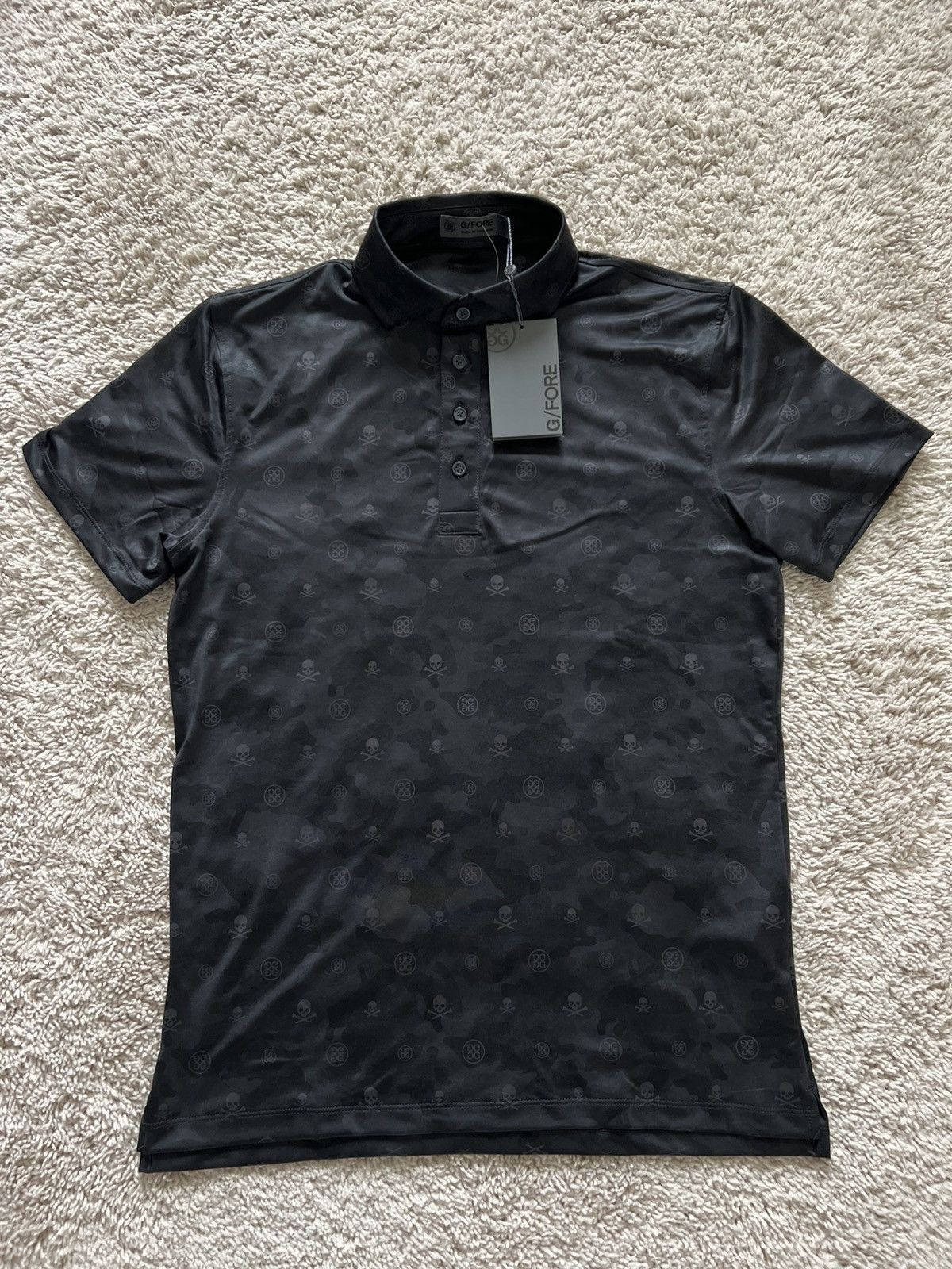 G/FORE G/Fore Men's Icon Tech Jersey Golf Polo Onyx Skull Print Size US S / EU 44-46 / 1 - 2 Thumbnail