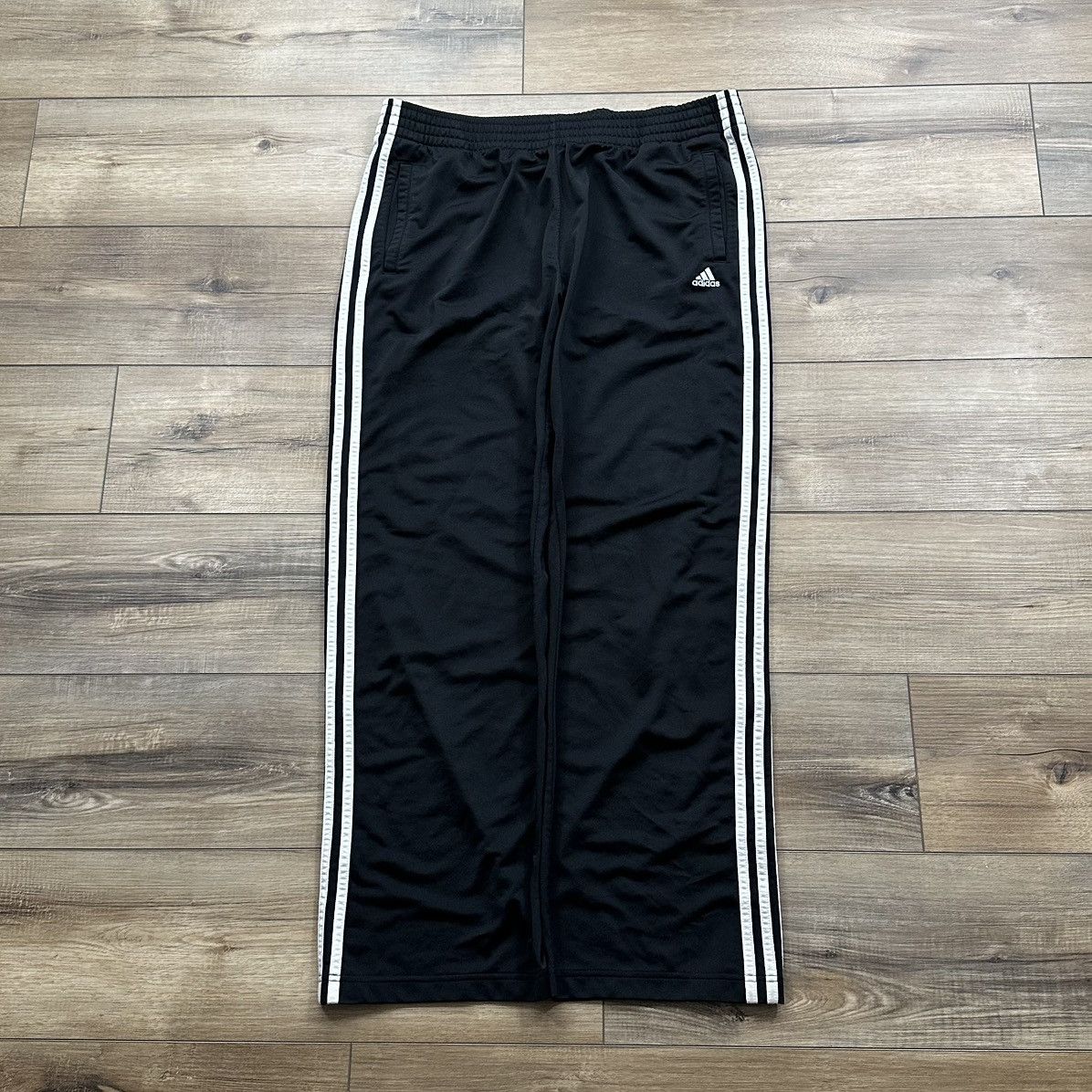 Adidas Vintage 2000s Adidas Striped Wide Leg Tear Away Track Pants Size US 35 - 1 Thumbnail