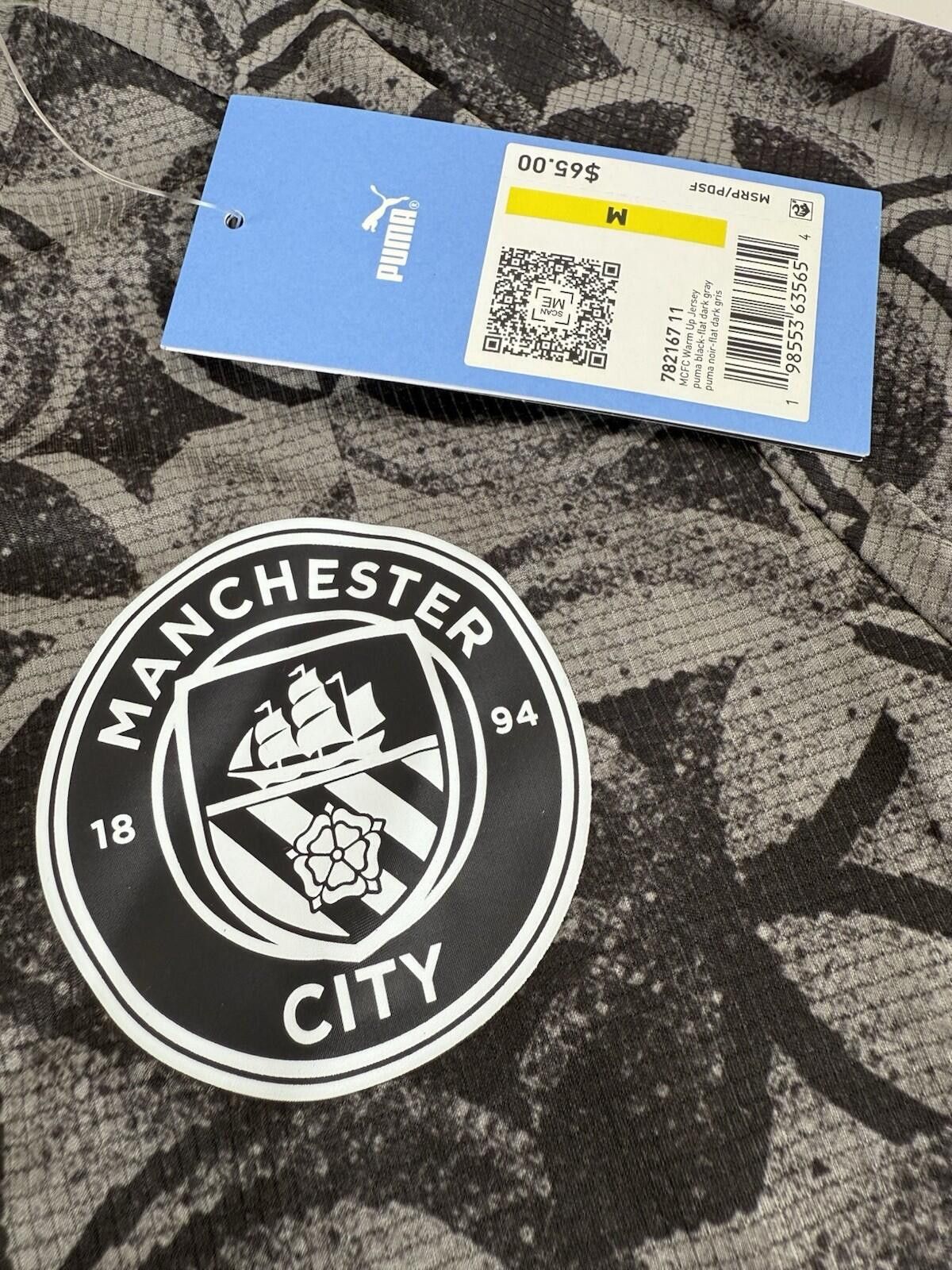 Puma Men’s Manchester City PUMA Warm Up Soccer Jersey Black Sz M Size ONE SIZE - 8 Thumbnail
