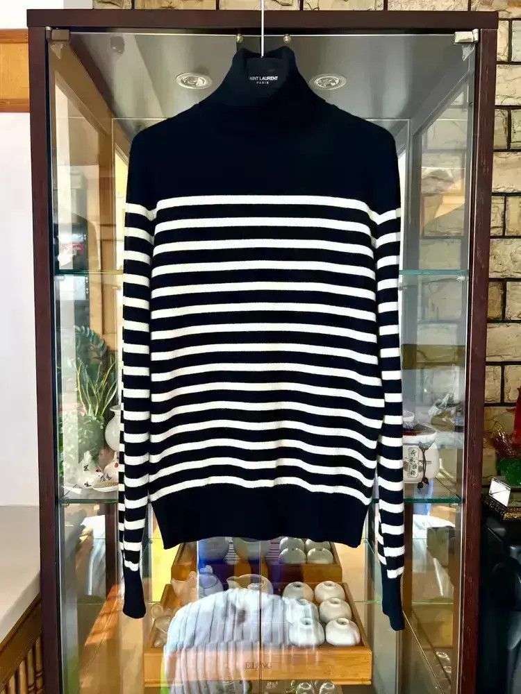 Saint Laurent Paris Saint Laurent Paris 17AW Stripes Hi-neck Knitwear-2507 Size US S / EU 44-46 / 1 - 7 Thumbnail