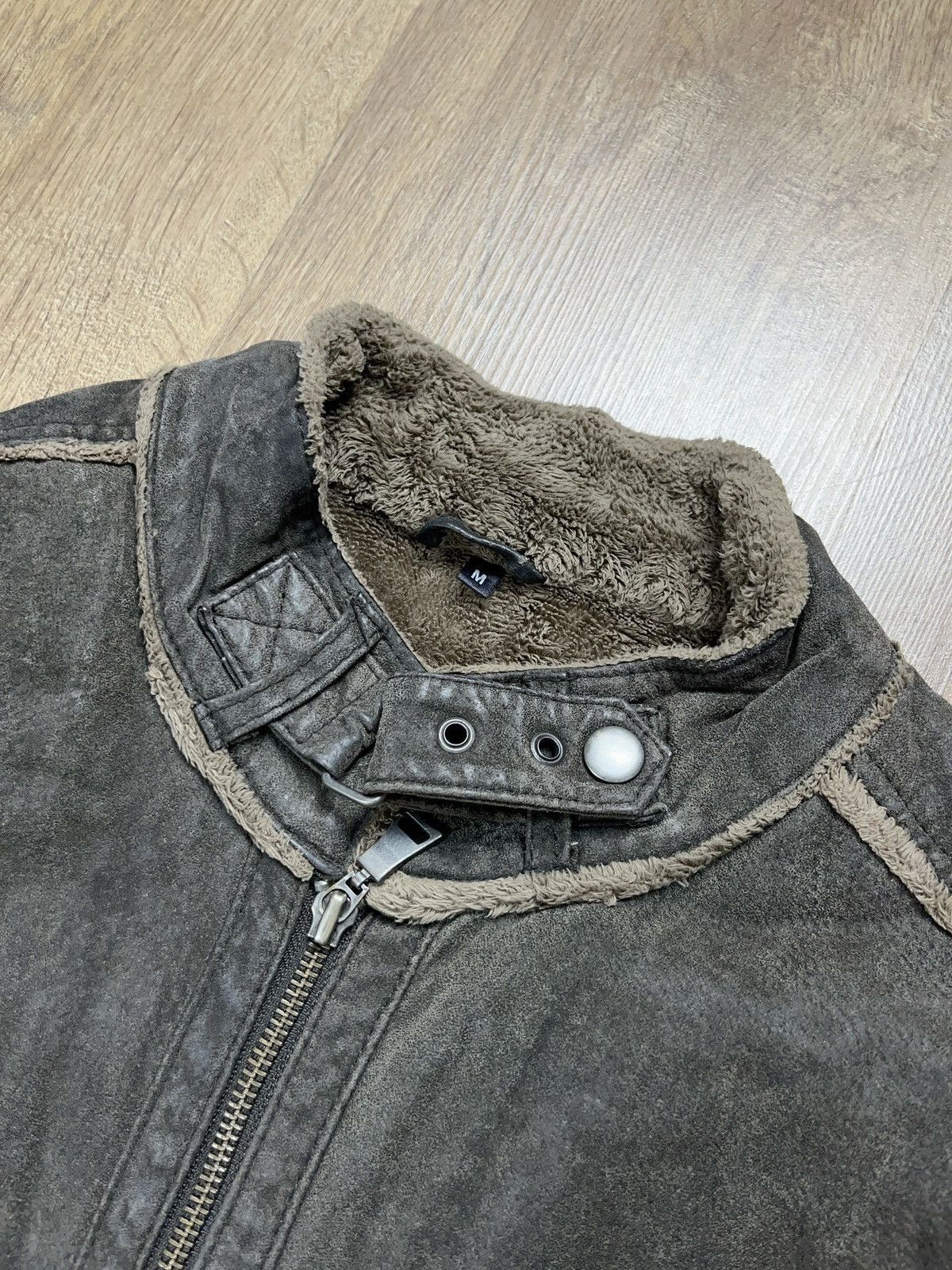Genuine Leather × Japanese Brand ➕ vintage ribbed sleeves Sherpa genuine leather y2k jacket Size US M / EU 48-50 / 2 - 4 Thumbnail