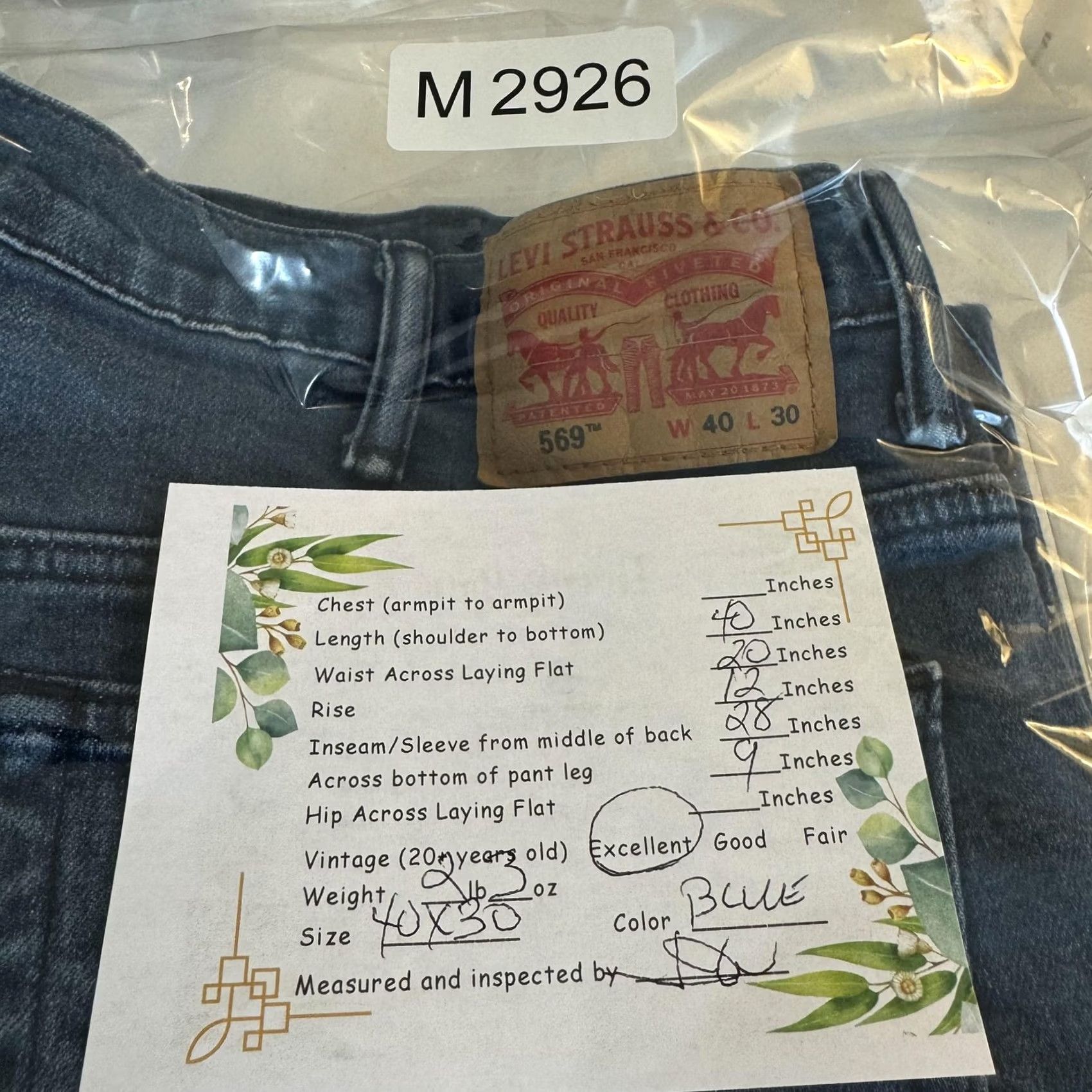 Levi's Levi's 569 Jeans Mens 40x30 Blue Loose Straight Fit Stretch Denim Zip Fly Size US 40 / EU 56 - 8 Thumbnail