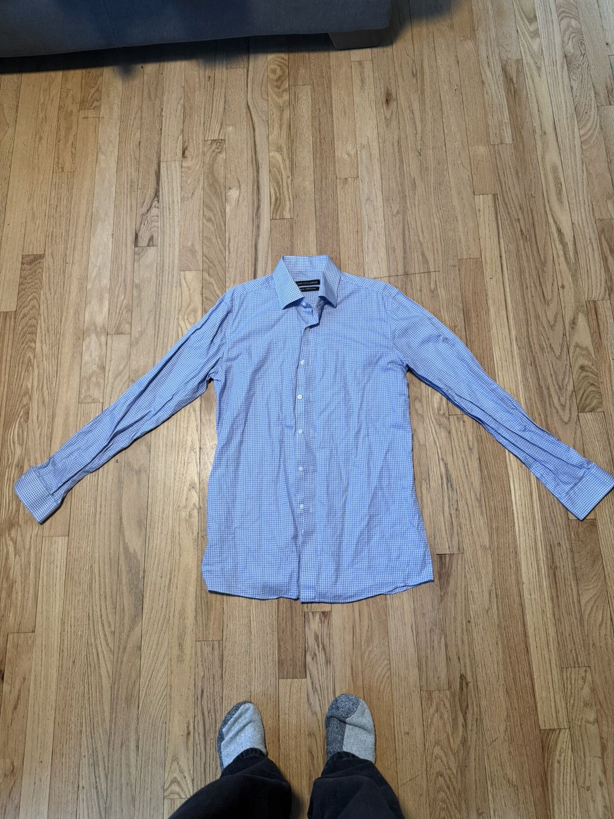 Saks Fifth Avenue SAKS FIFTH AVENUE Long Sleeve Dress Shirt BLUE WHITE CHECK Size US M / EU 48-50 / 2 - 1 Thumbnail