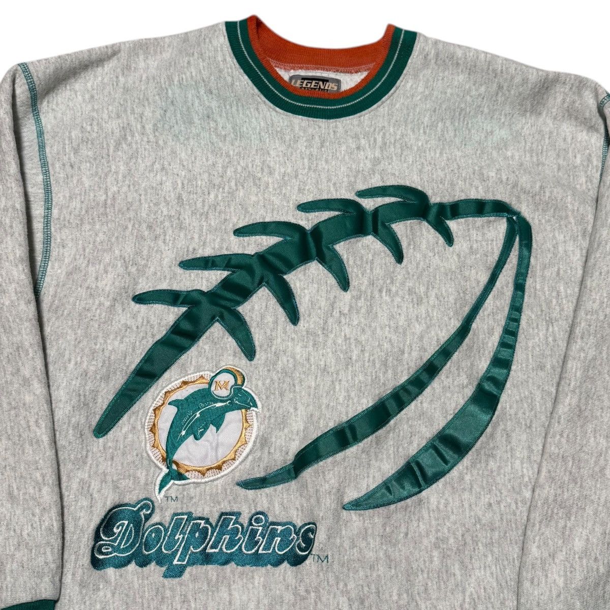 Vintage Vintage Miami Dolphins NFL Gray Sweatshirt Men's Large FLAW Size US L / EU 52-54 / 3 - 2 Thumbnail