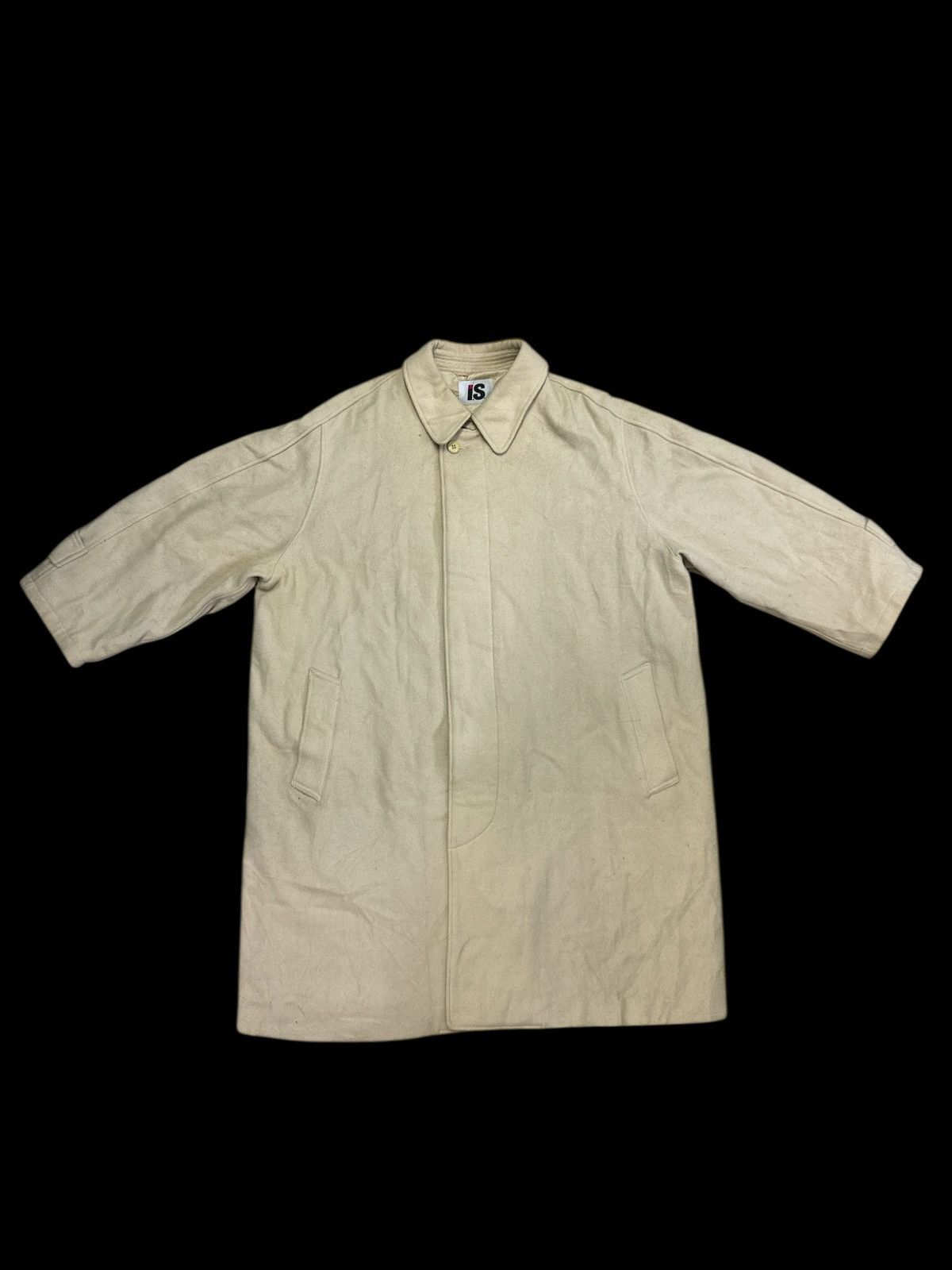 Issey Miyake 1980s I.S ISSEY MIYAKE SPORTS FLAG WOOL LONG COAT JACKET Size US XL / EU 56 / 4 - 2 Thumbnail