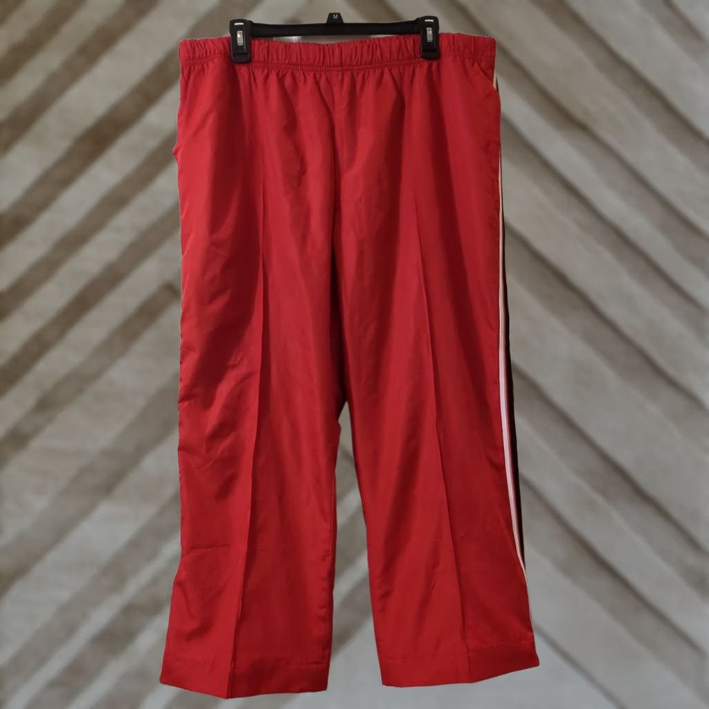 Vintage Fuda Red Womens Athletic Jogger Pants XL Pockets Polyester Blended Fabric Fitness Activewear Size 40" / US 18 - 1 Thumbnail
