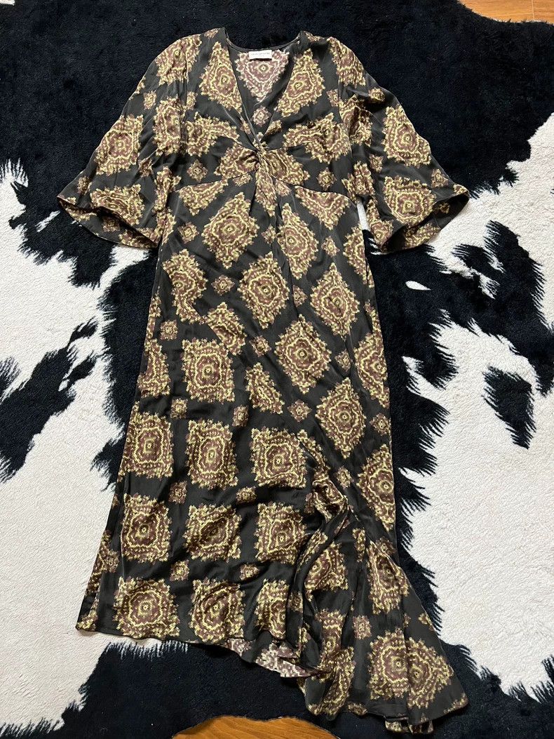 Dries Van Noten DRIES VAN NOTEN Black and yellow silk irregular dress Size M / US 6-8 / IT 42-44 - 2 Thumbnail