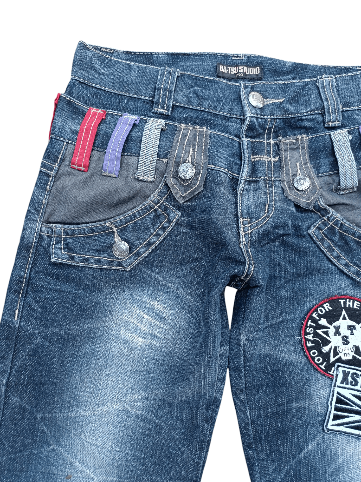 Japanese Brand RARE 🔥 Ba-tsu Studio Double Waist Patchwork Denim Jeans Size US 28 / EU 44 - 12 Thumbnail