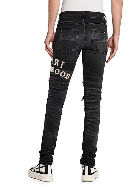 Amiri os11x1225 Hollywood Appliqué Thrasher Repaired Skinny Jeans Size US 32 / EU 48 - 4 Thumbnail