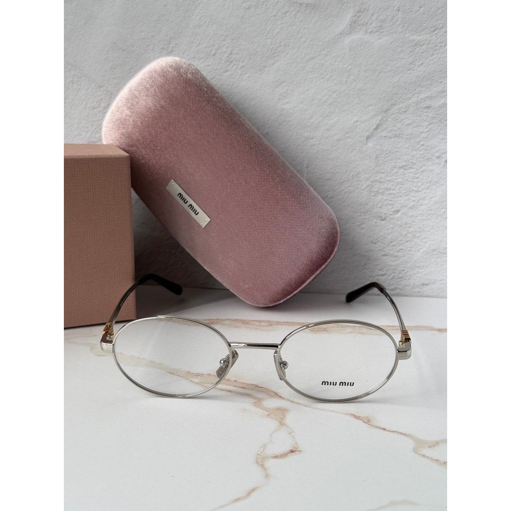 Miu Miu NEW Miu Miu MU50ZS Silver Oval Eyeglasses Frames $518 Size ONE SIZE - 4 Thumbnail