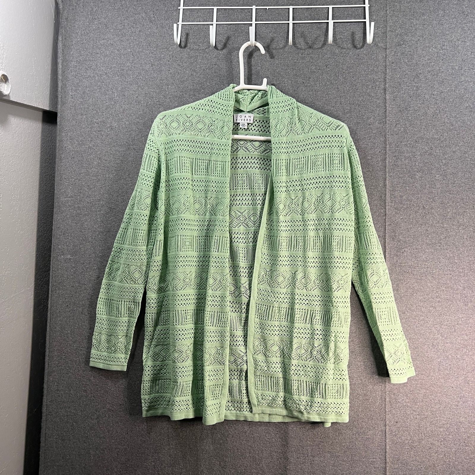 Other Joan Rivers Crochet Stripe Open Front Cardigan Size XXS / US 00 / IT 34 - 1 Thumbnail