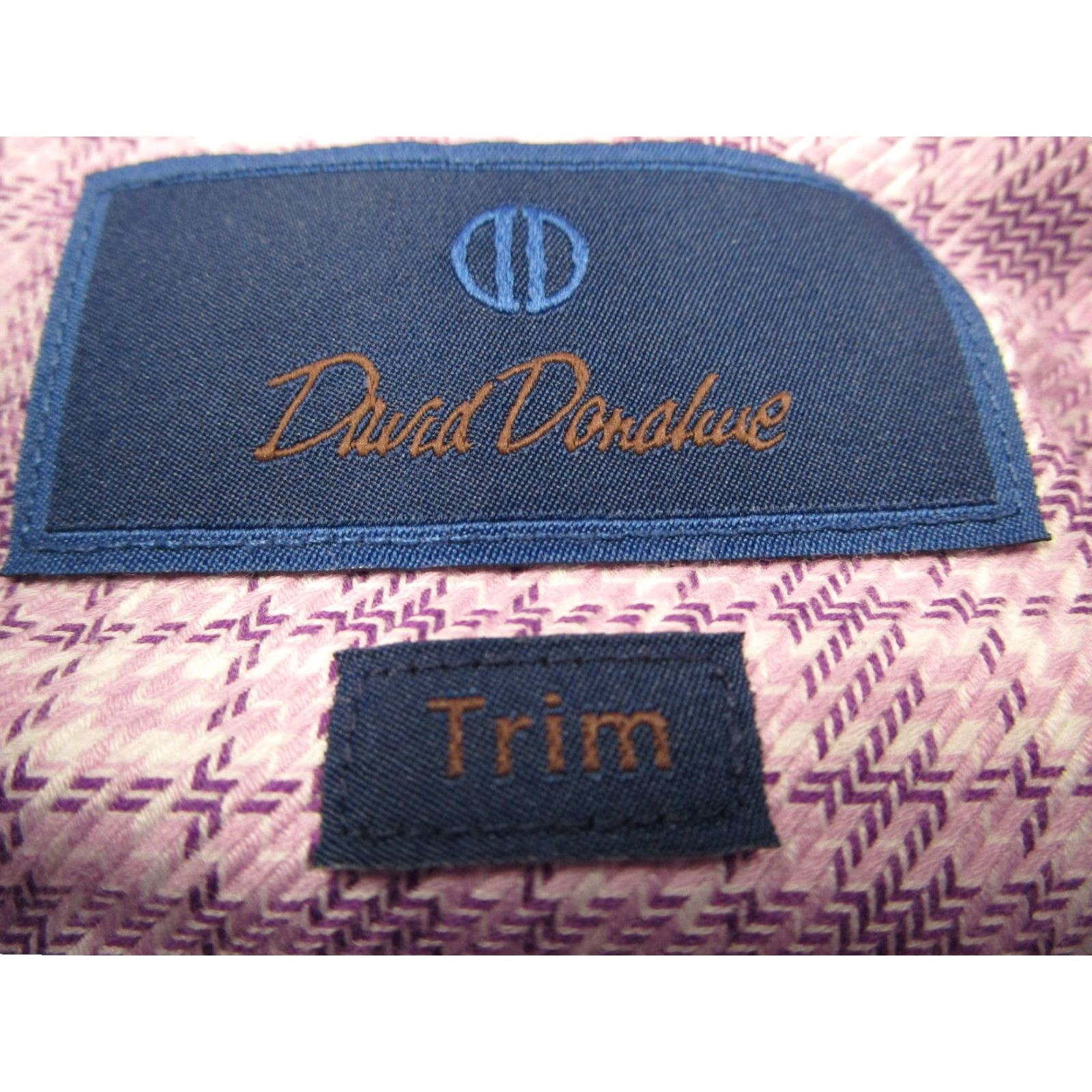David Donahue David Donahue Dress Shirt Mens 16.5 34/35 Purple Plaid Trim Fit Button Front Size 34R - 3 Thumbnail