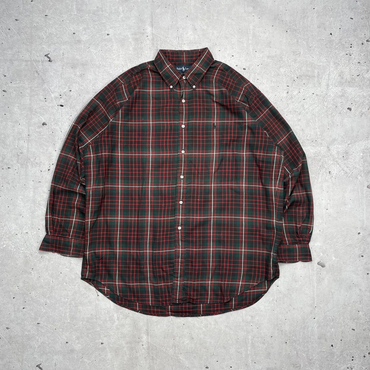 Polo Ralph Lauren × Vintage Vintage 90s Ralph Lauren Red Green Plaid Button Down Blaire Size US XXL / EU 58 / 5 - 1 Thumbnail