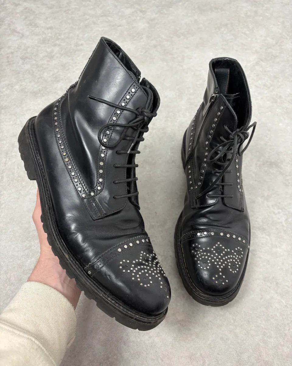 Emporio Armani 2000s Emporio Armani Studded Black Leather Boots Size US 12 / EU 45 - 1 Thumbnail