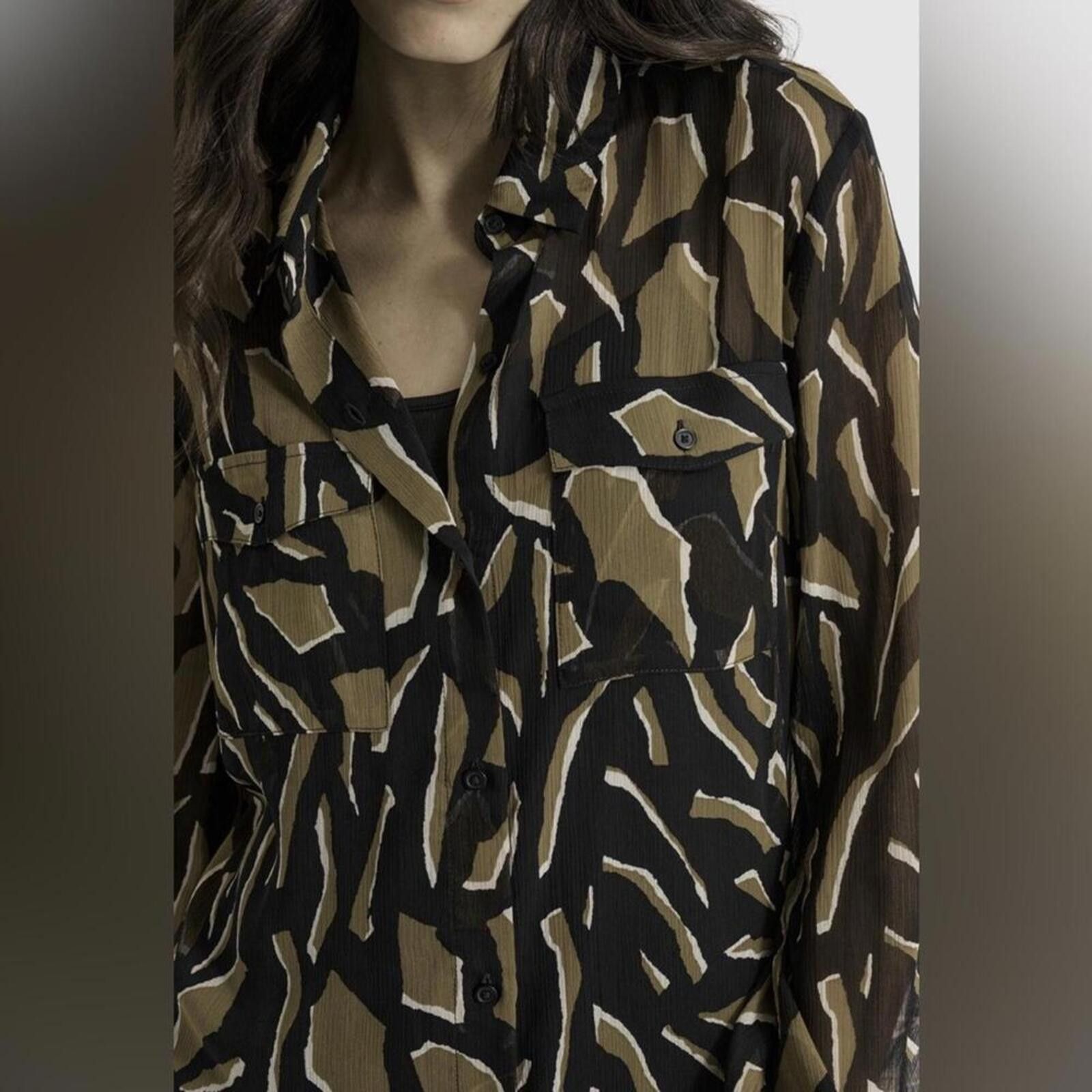 DKNY DKNY / Women’s Floral Print Long Sleeve Chiffon Shirt / xs Size XS / US 0-2 / IT 36-38 - 5 Thumbnail