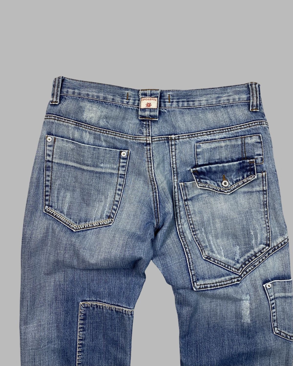 Japanese Brand Cipo Baxx VNTG Putchwork Distress Rick Owens Lgb Style Jeans Size US 33 - 10 Thumbnail