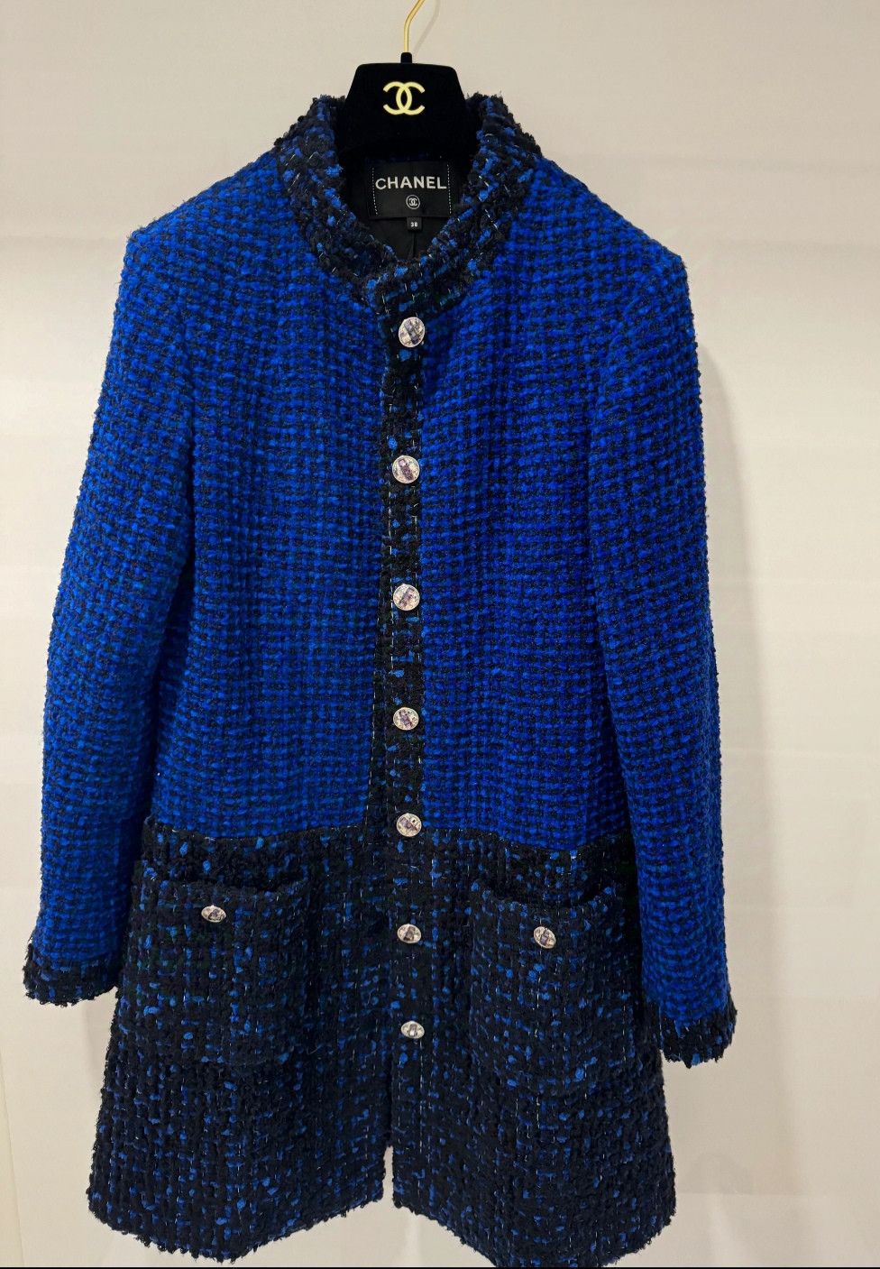 Chanel Chanel 2022 tweed blue navy coat Size S / US 4 / IT 40 - 1 Thumbnail
