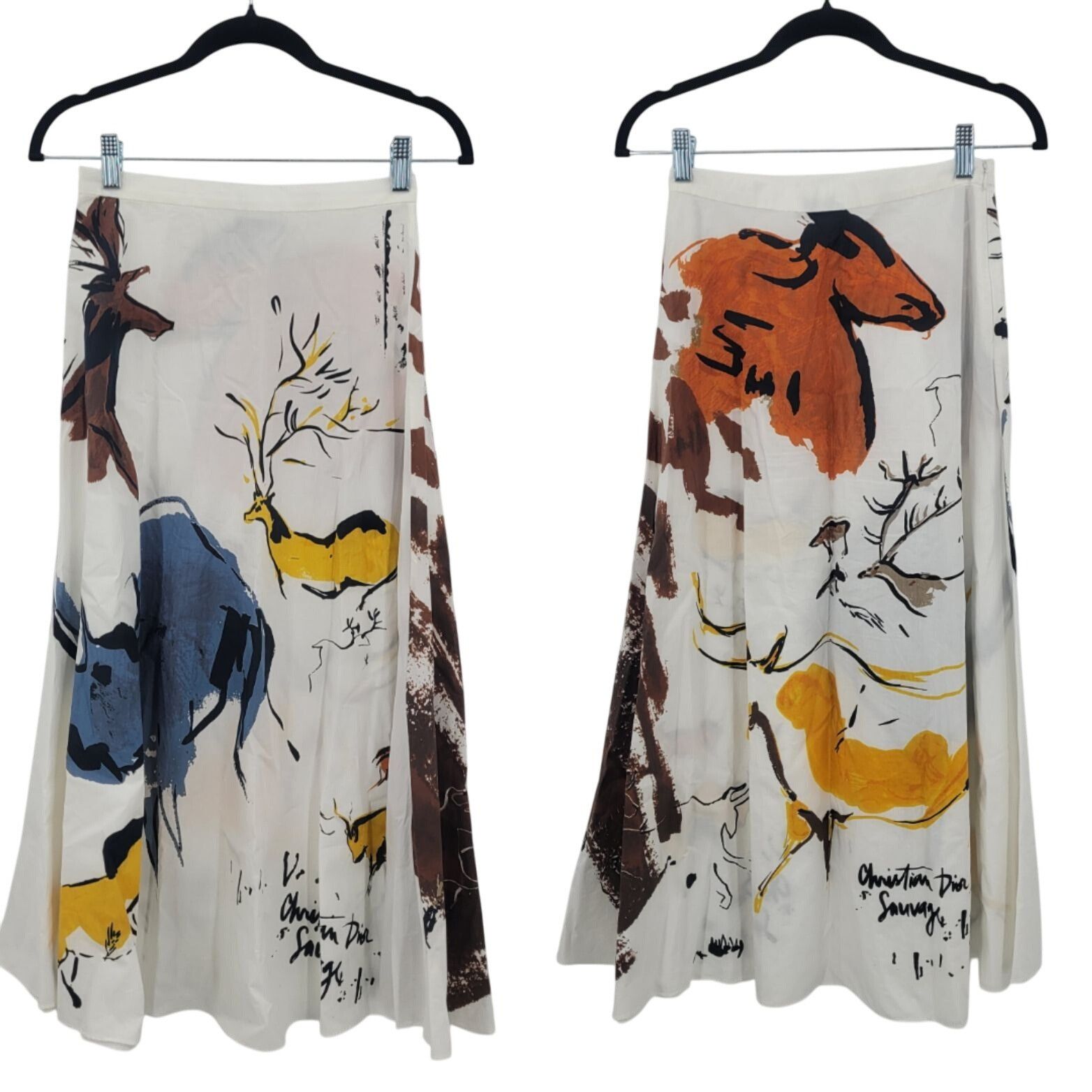 Christian Dior Midi Savage Skirt Sz 0 Whimsical Western Anim