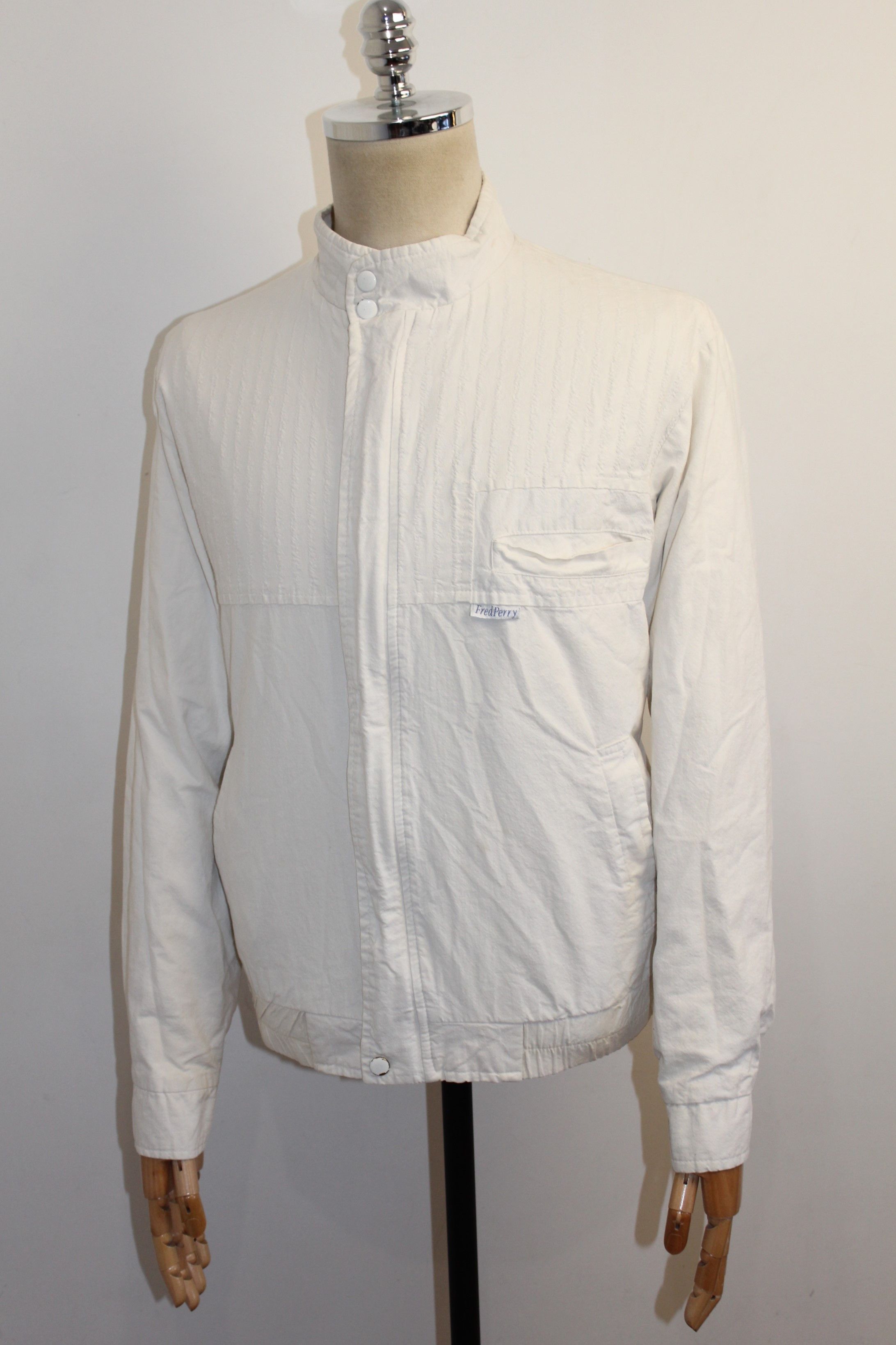 Fred Perry Men's Fred Perry Vintage 90's White Cotton Jacket Size M Size US M / EU 48-50 / 2 - 3 Thumbnail