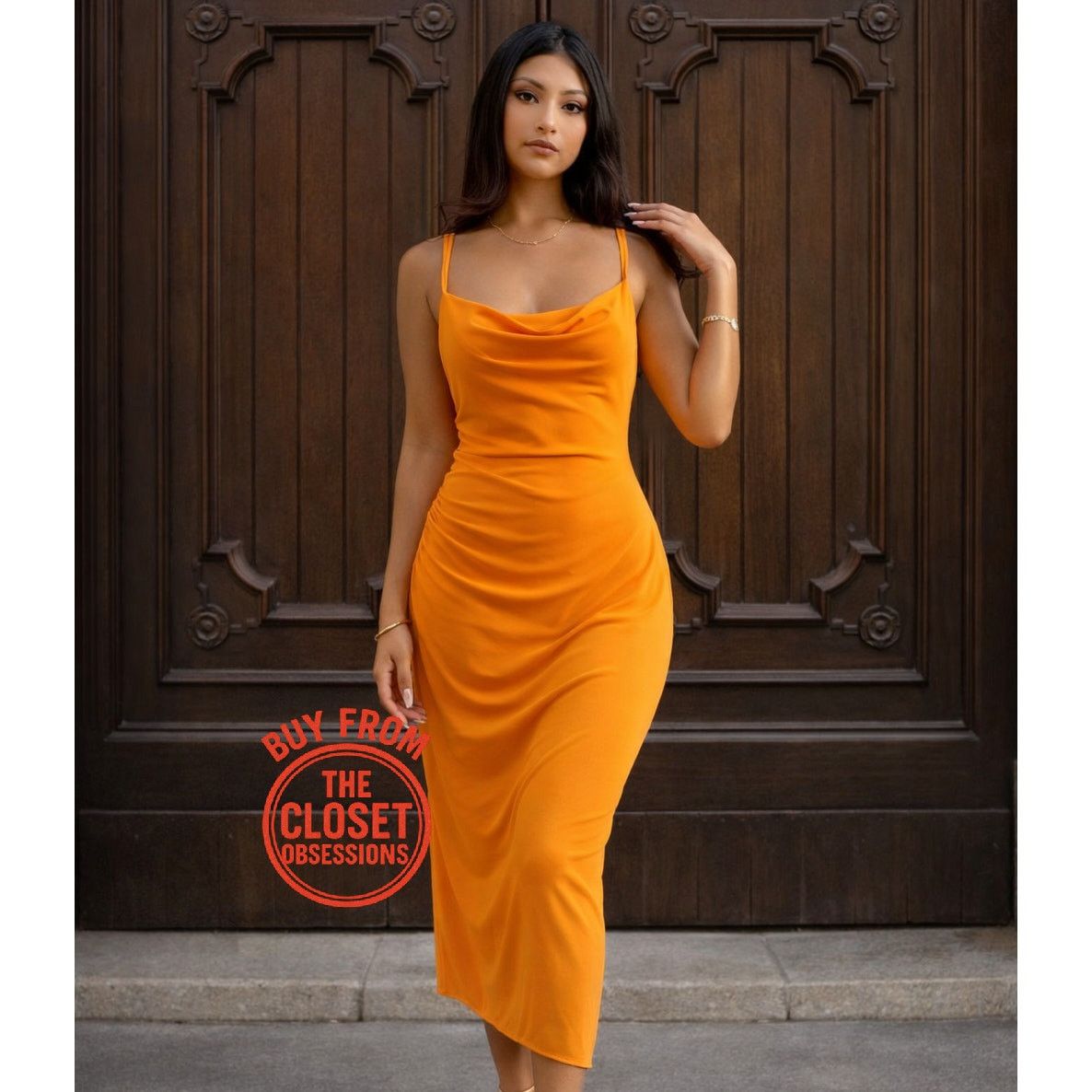 zara orange bodycon dress Zara Orange Mini Dress with Beaded Straps- XS